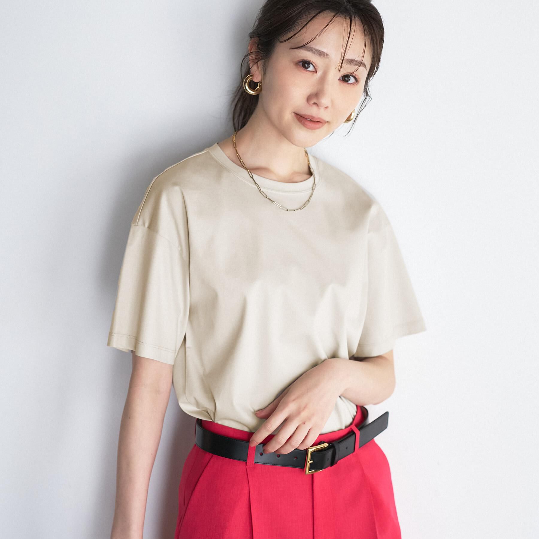 UNTITLED「【UV/接触冷感/消臭/抗菌防臭】ベーシックTシャツ」|Tシャツ・カットソー|グレージュ(050)