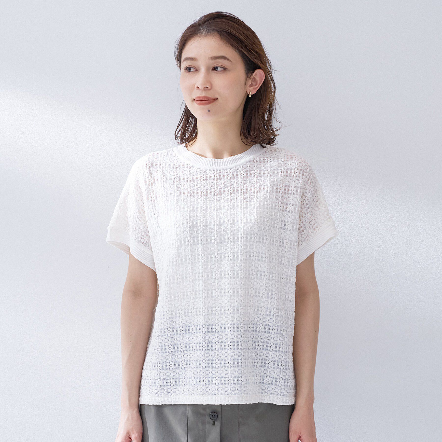 UNTITLED「【洗える／シアー】ミニヨンレースプルオーバー」|Tシャツ・カットソー|