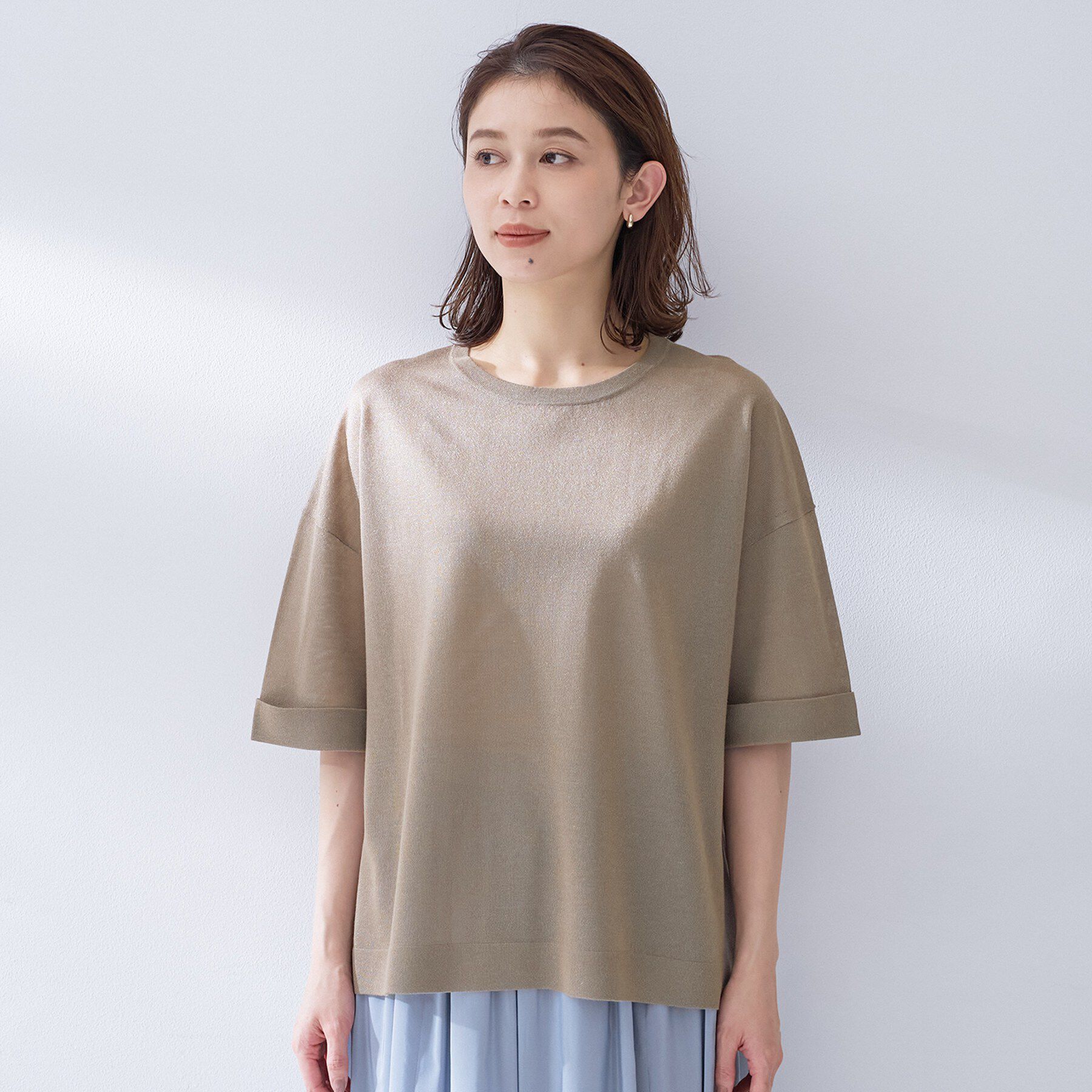 UNTITLED「【アンサンブル可/Tシャツ風/ゆったり】リラックスニットトップス」|ニット・セーター|