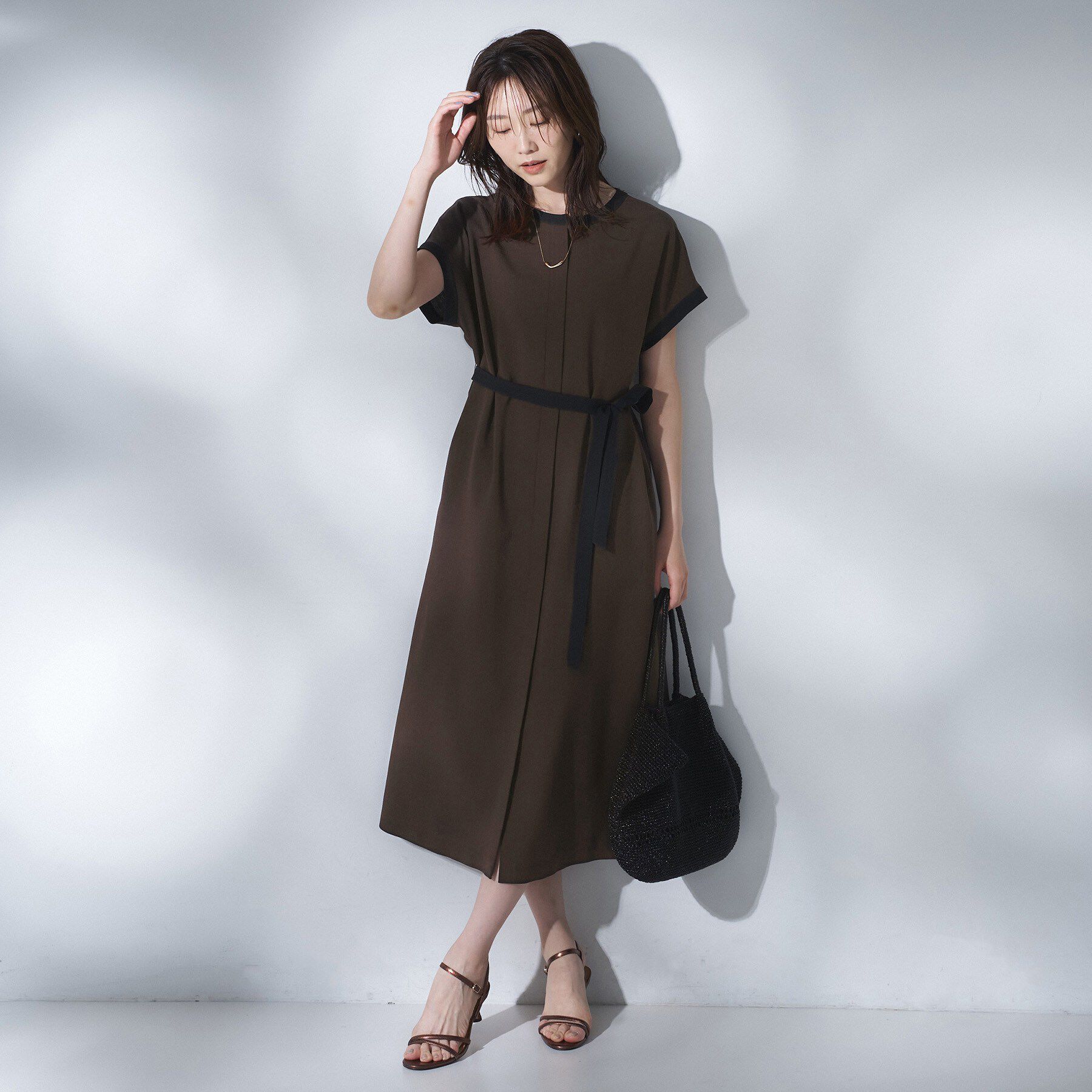UNTITLED「【接触冷感/UVカット/イージーケア】配色ラインワンピース」|ワンピース|