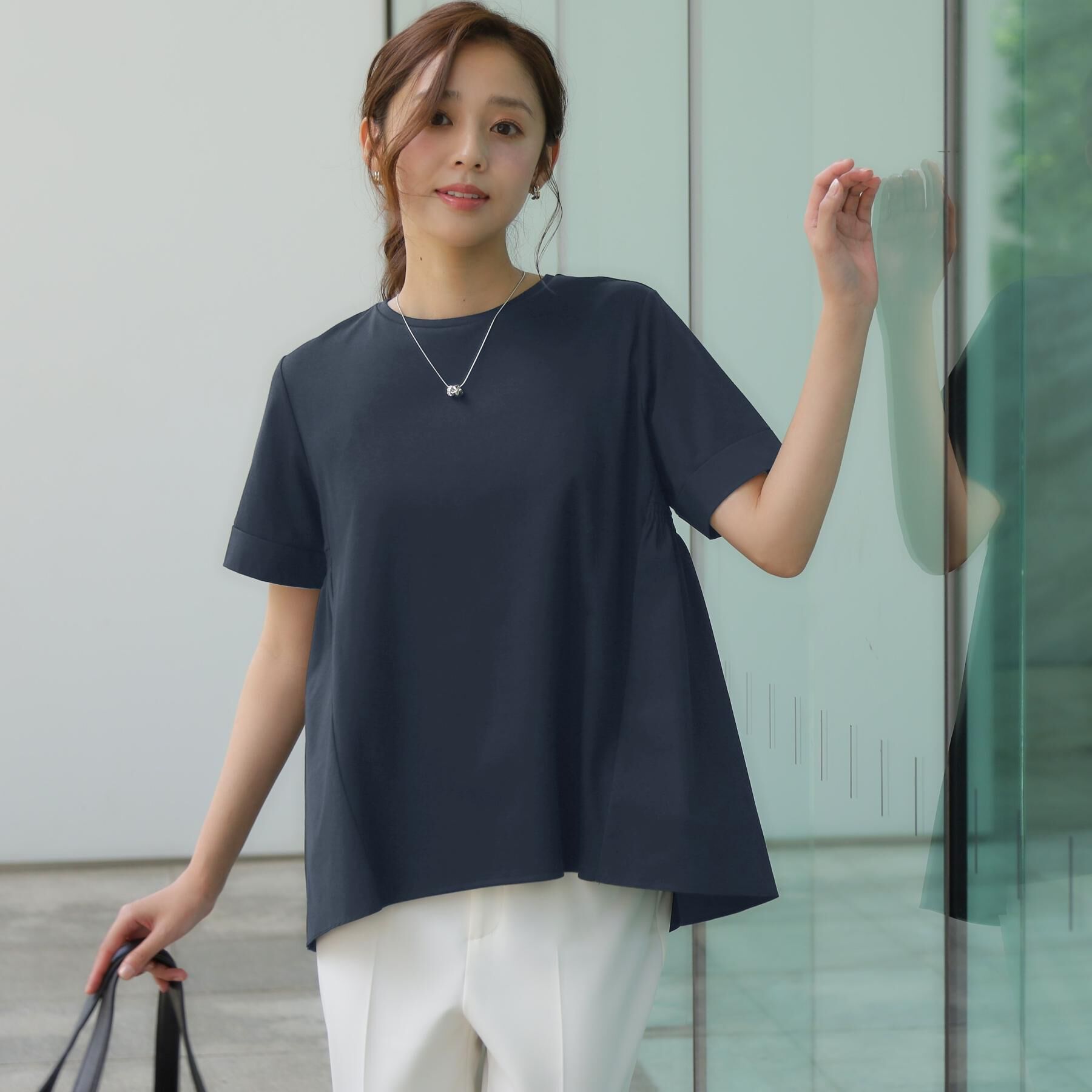 COUP DE CHANCE「【手洗い可／日本製】バックペプラムデザイン プルオーバー」|Tシャツ・カットソー|