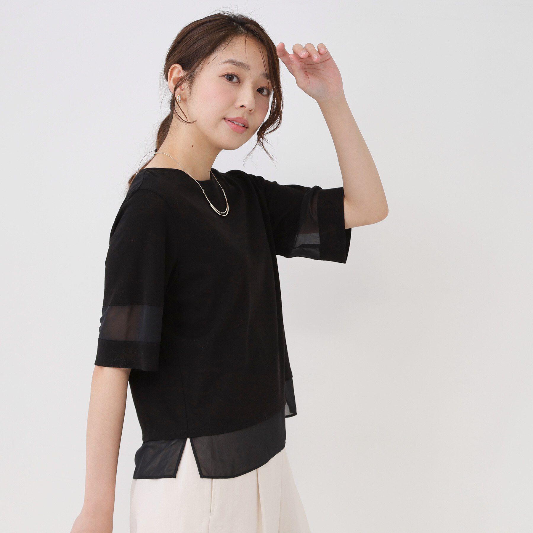 COUP DE CHANCE「【手洗い可／日本製】異素材ドッキングのプルオーバー」|Tシャツ・カットソー|