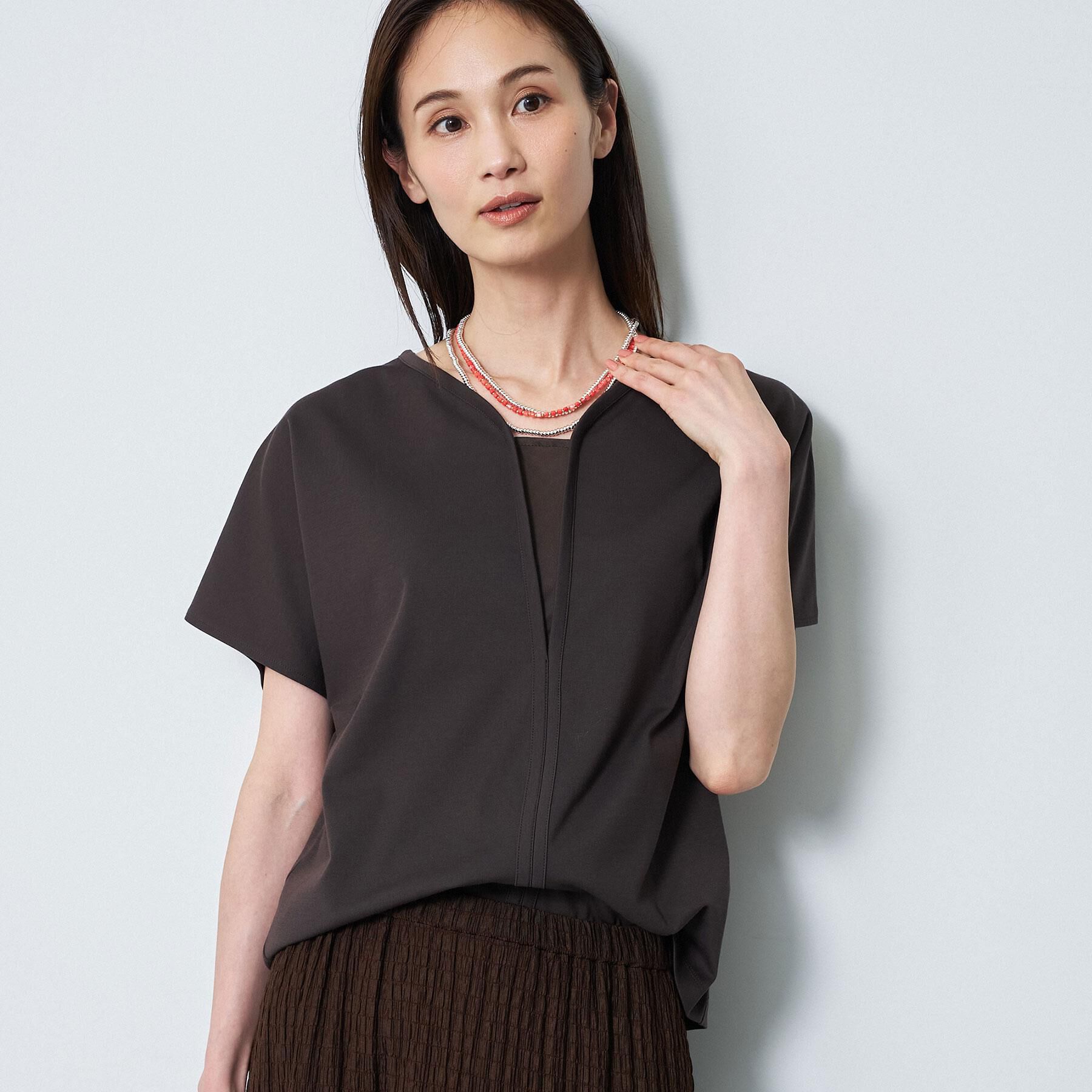 Reflect「【UVカット／接触冷感／吸水速乾】フレアスリーブプルオーバー」|Tシャツ・カットソー|ブラウン(043)