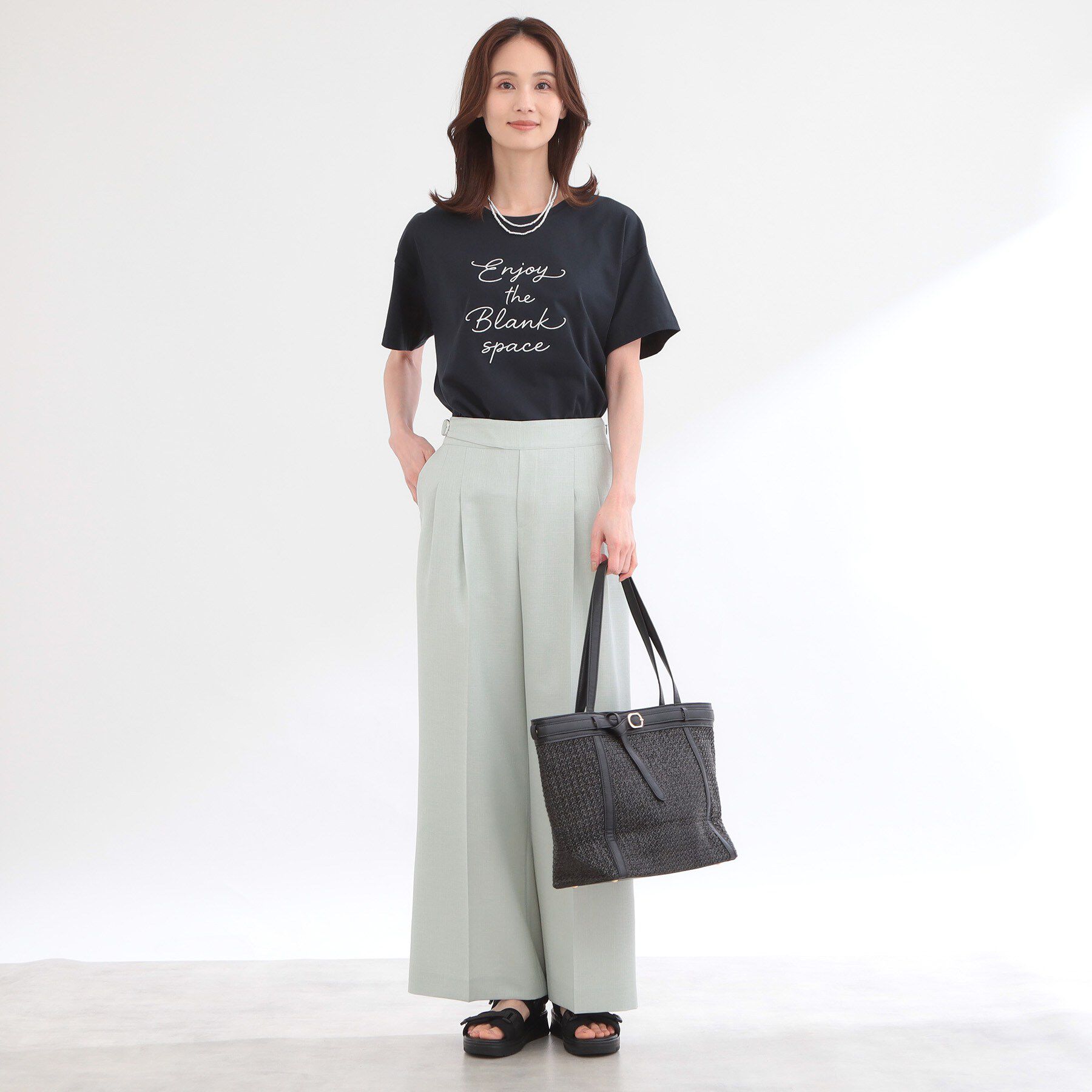 Reflect「【接触冷感】ラインアート刺繍Tシャツ」|Tシャツ・カットソー|