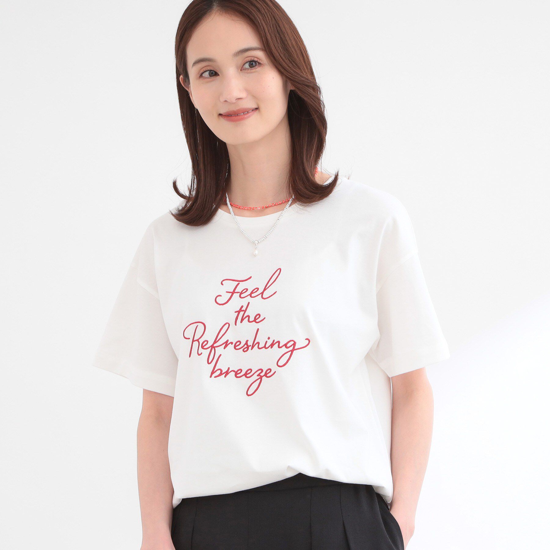 Reflect「【接触冷感】ラインアート刺繍Tシャツ」|Tシャツ・カットソー|