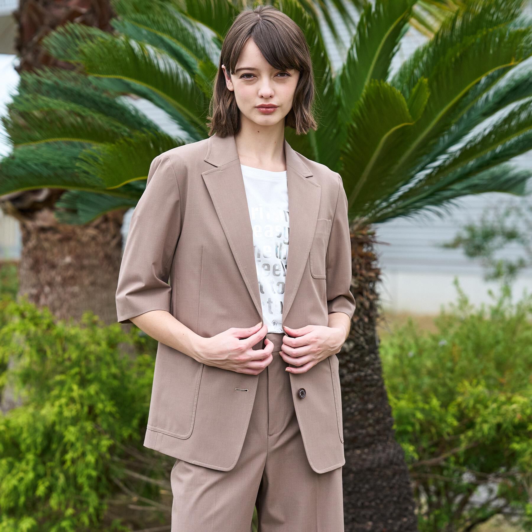 DRESSTERIOR「【接触冷感/セットアップ可】 2WAYストレッチスリークオータージャケット」|テーラードジャケット|