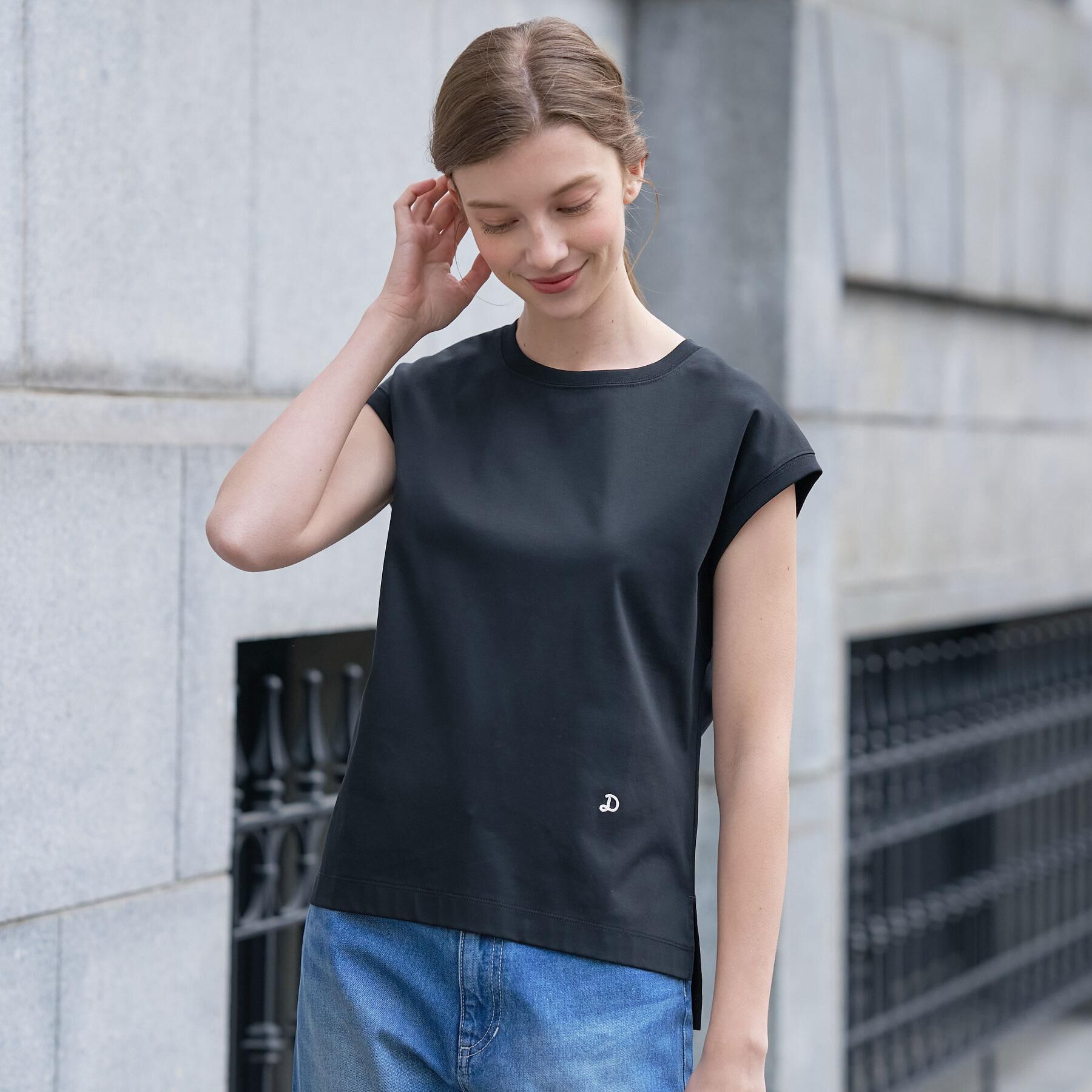 DRESSTERIOR「【接触冷感／抗菌防臭／消臭】アイスクリアコットンフレンチスリーブT」|Tシャツ・カットソー|