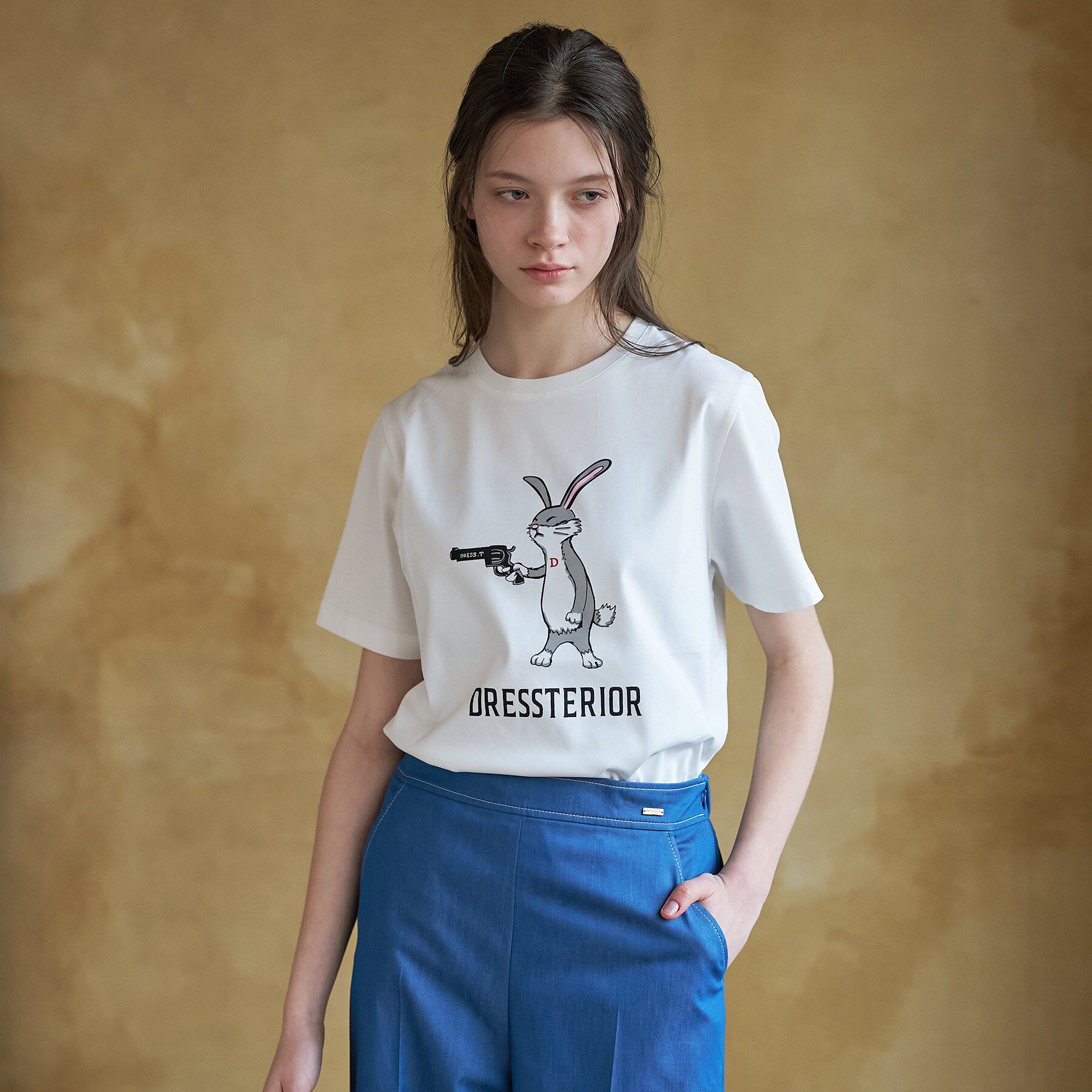 DRESSTERIOR「【接触冷感／抗菌防臭／消臭】アイスクリアコットン ピストルラビットT」|Tシャツ・カットソー|