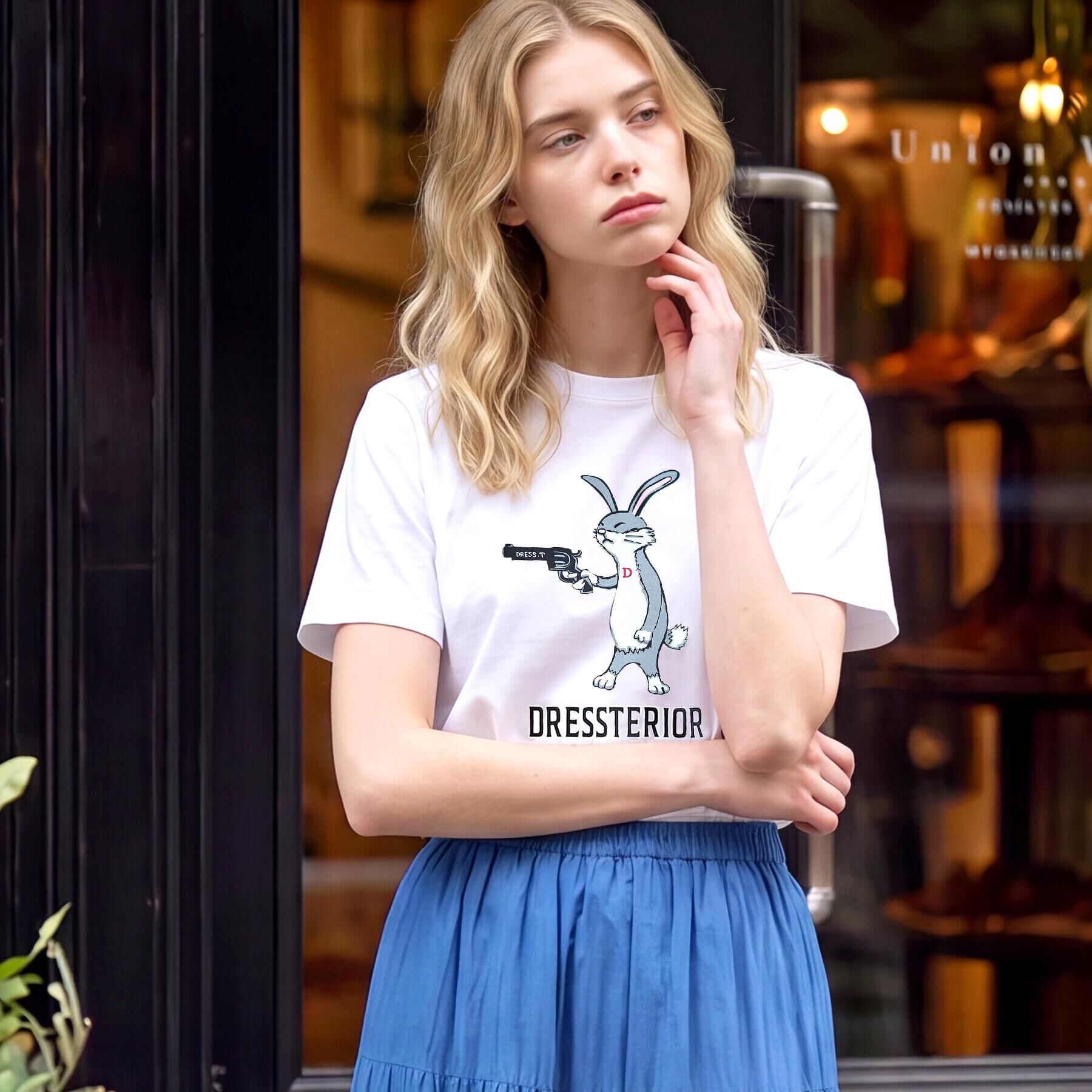 DRESSTERIOR「【接触冷感／抗菌防臭／消臭】アイスクリアコットン ピストルラビットT」|Tシャツ・カットソー|