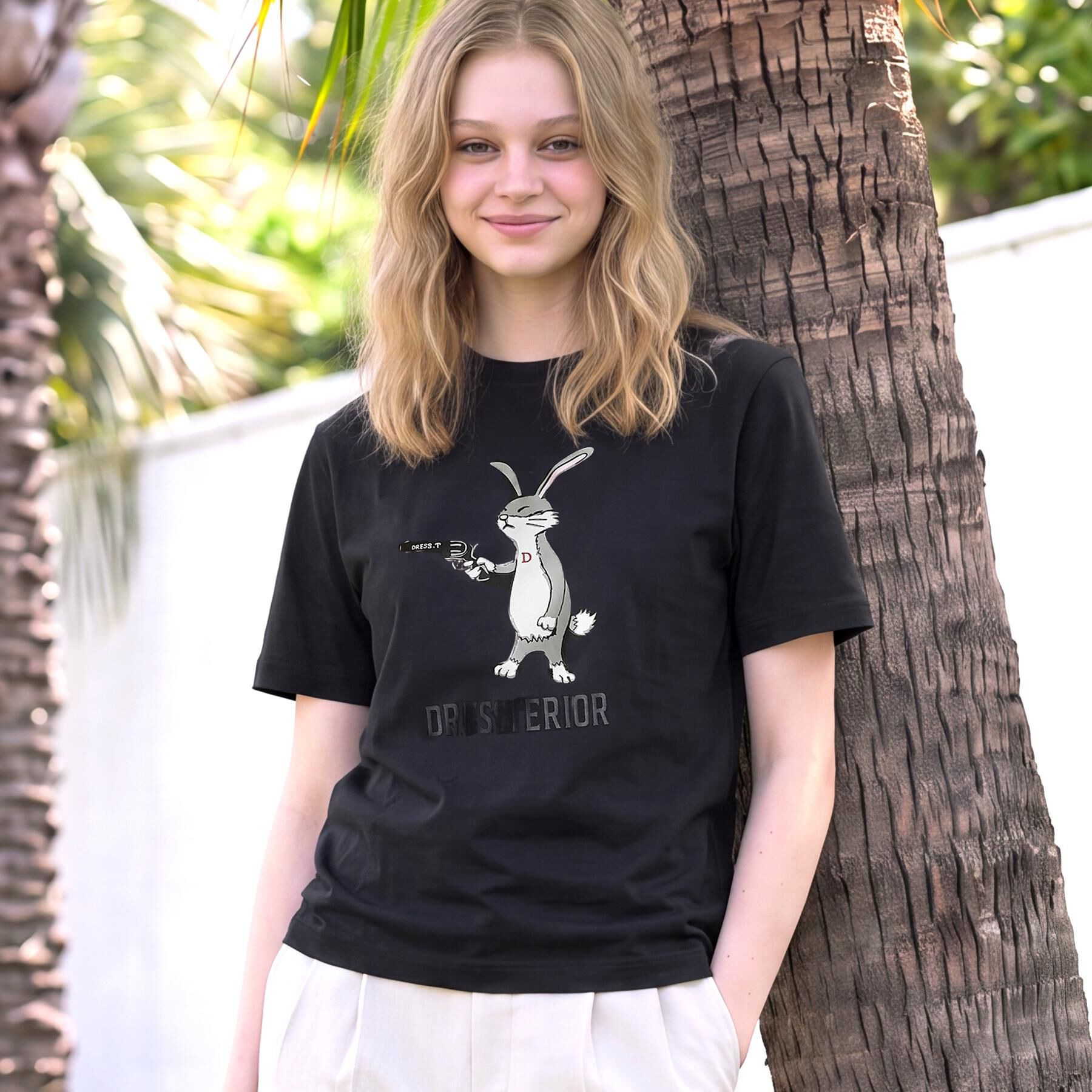 DRESSTERIOR「【接触冷感／抗菌防臭／消臭】アイスクリアコットン ピストルラビットT」|Tシャツ・カットソー|