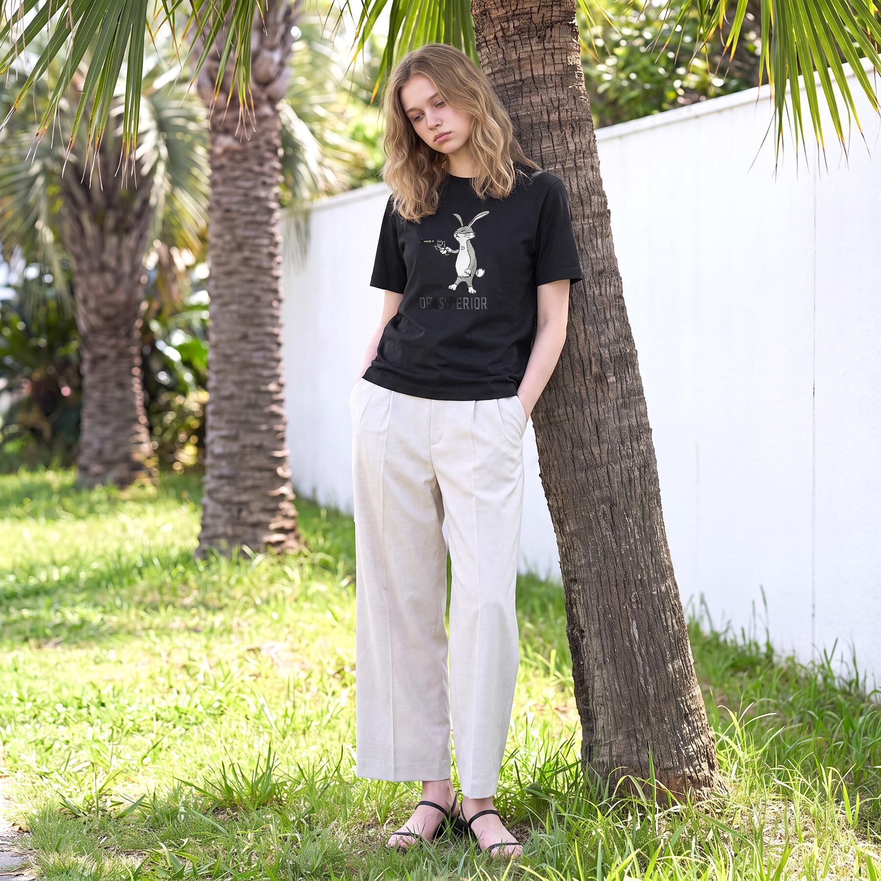 DRESSTERIOR「【接触冷感／抗菌防臭／消臭】アイスクリアコットン ピストルラビットT」|Tシャツ・カットソー|