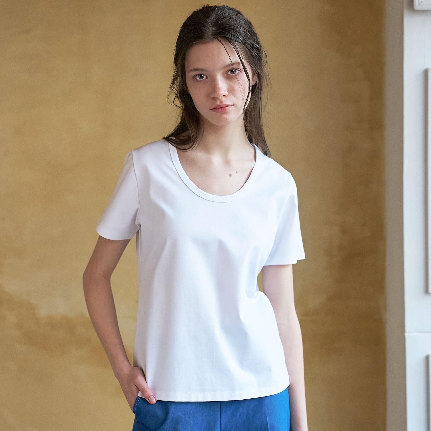 DRESSTERIOR「【接触冷感/抗菌防臭/UVカット】クールデオドラント UネックTシャツ」|Tシャツ・カットソー|