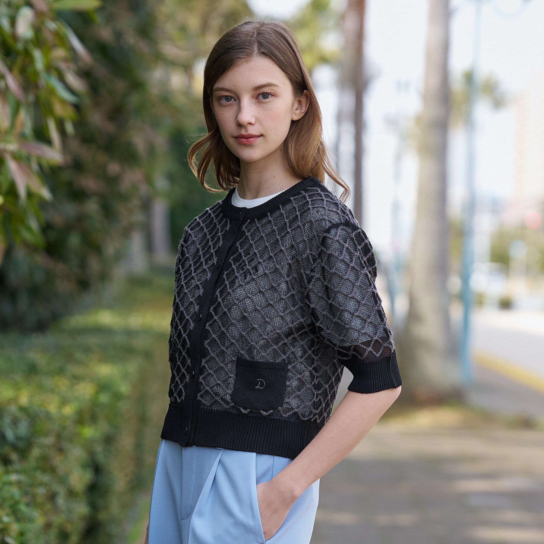 DRESSTERIOR「【ウォッシャブル】フィッシュネットニットシャツカーディガン」|カーディガン|