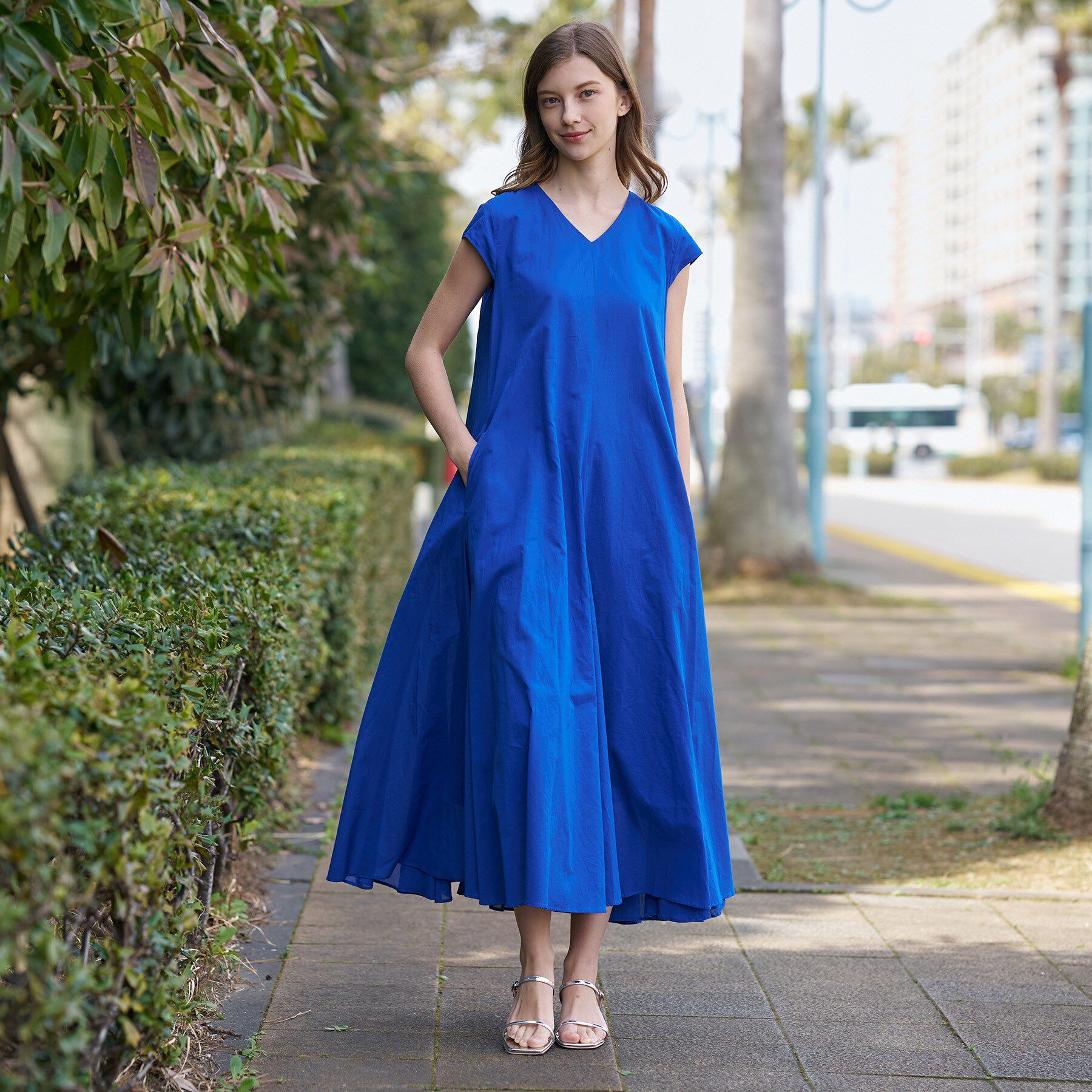 DRESSTERIOR「【きれいめ/ウォッシャブル】コットンローンフレンチスリーブワンピ」|ワンピース|