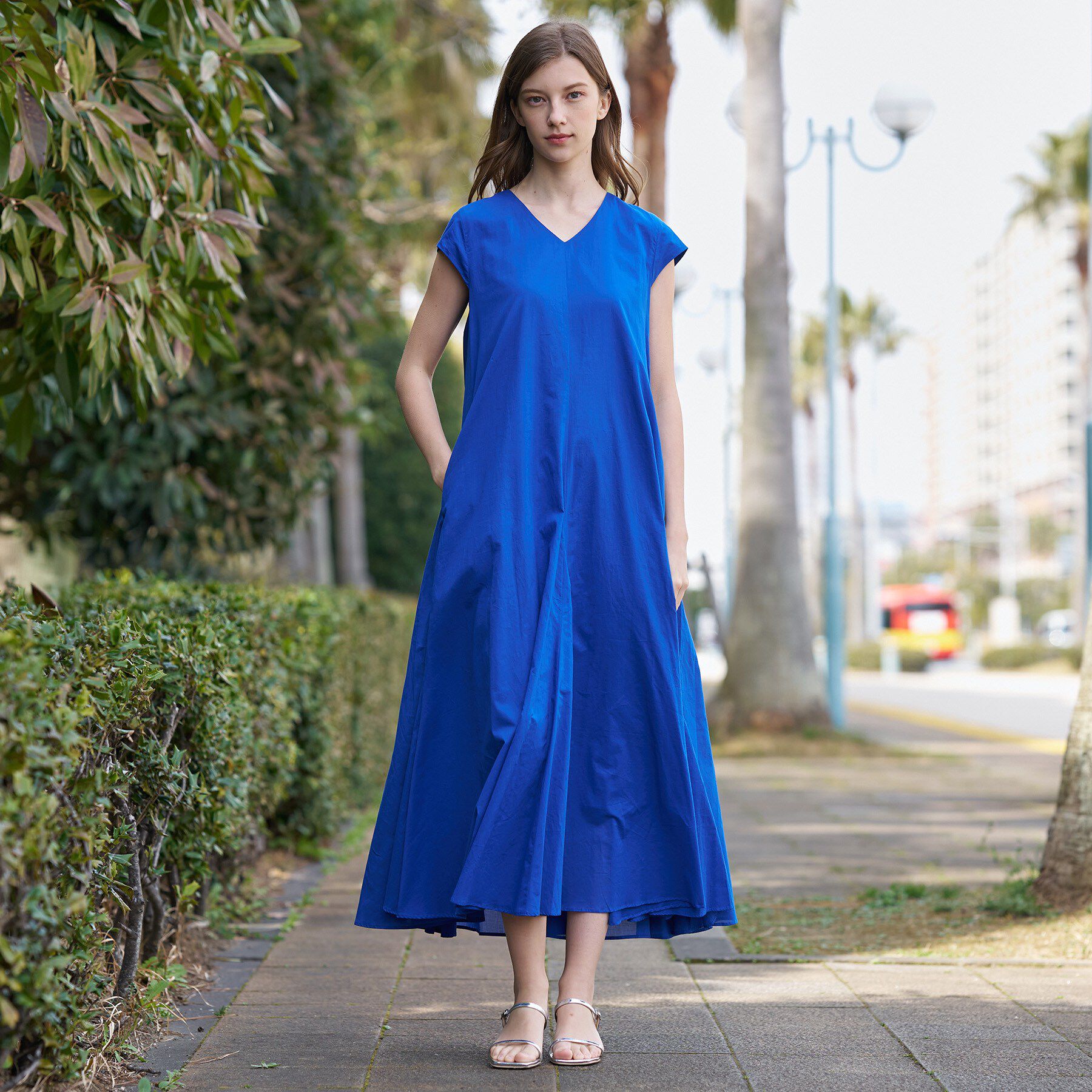 DRESSTERIOR「【きれいめ/ウォッシャブル】コットンローンフレンチスリーブワンピ」|ワンピース|