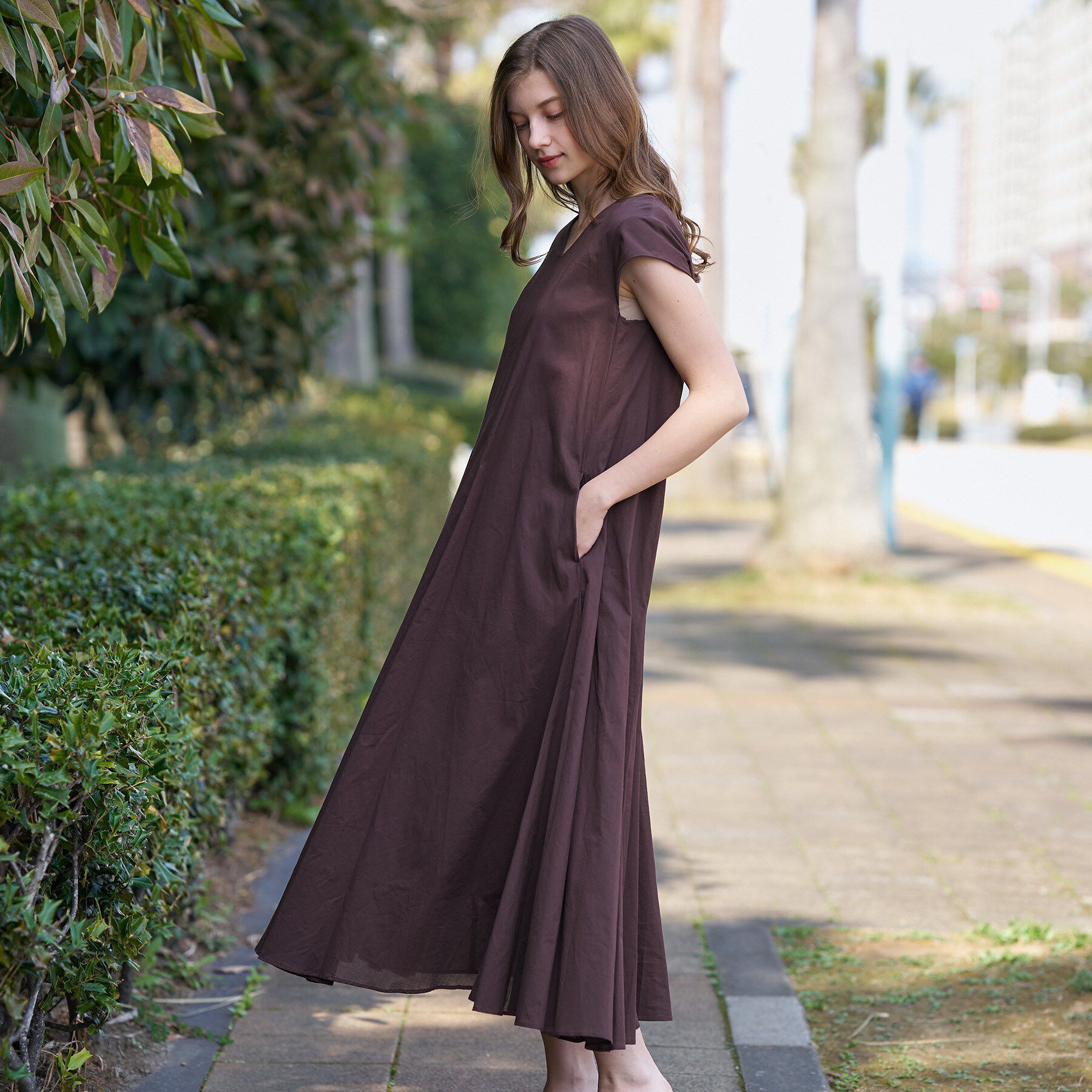 DRESSTERIOR「【きれいめ/ウォッシャブル】コットンローンフレンチスリーブワンピ」|ワンピース|