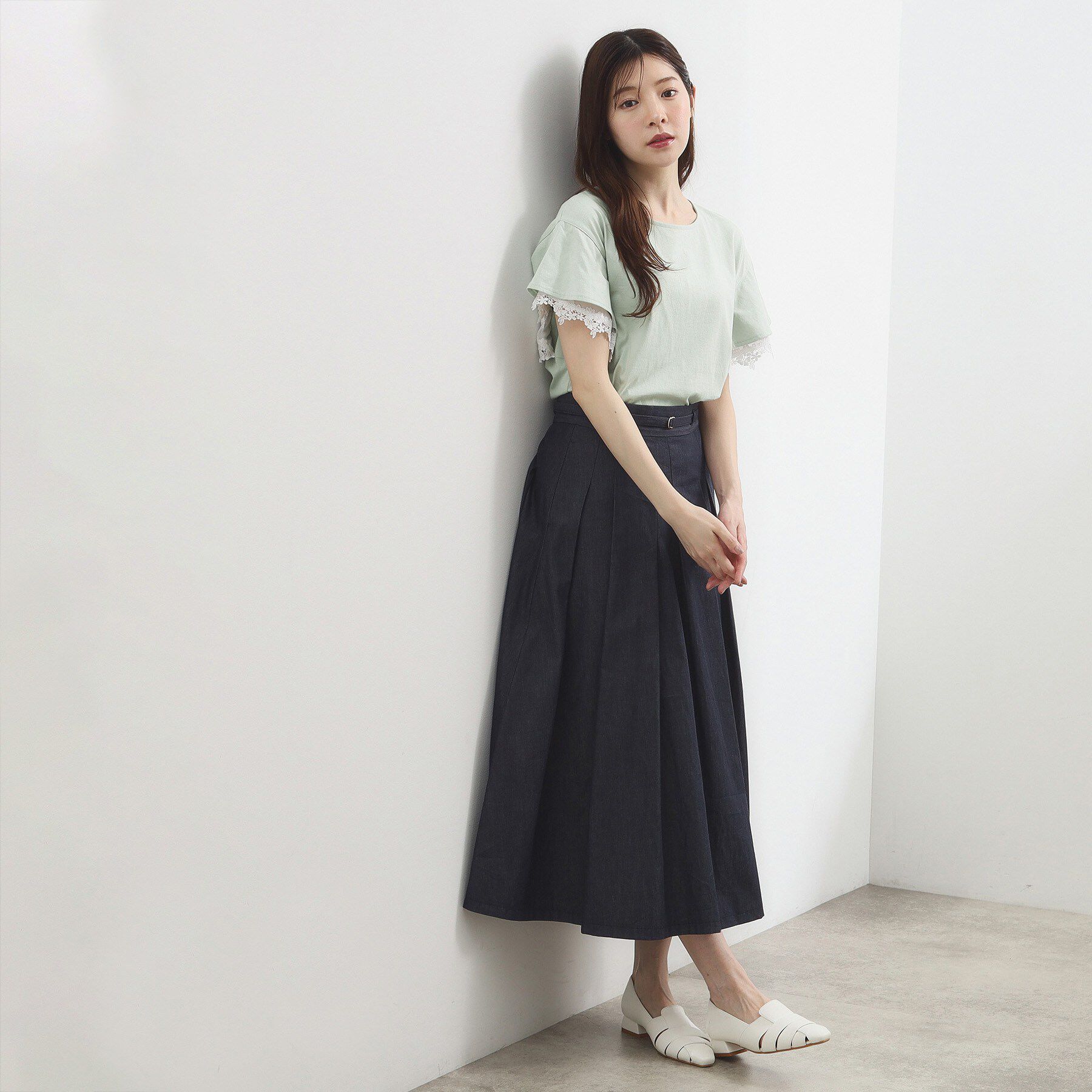 grove「【二の腕カバー、UV/ひんやり】涼しく華やかに、レースレイヤードスリーブTシャツ」|Tシャツ・カットソー|