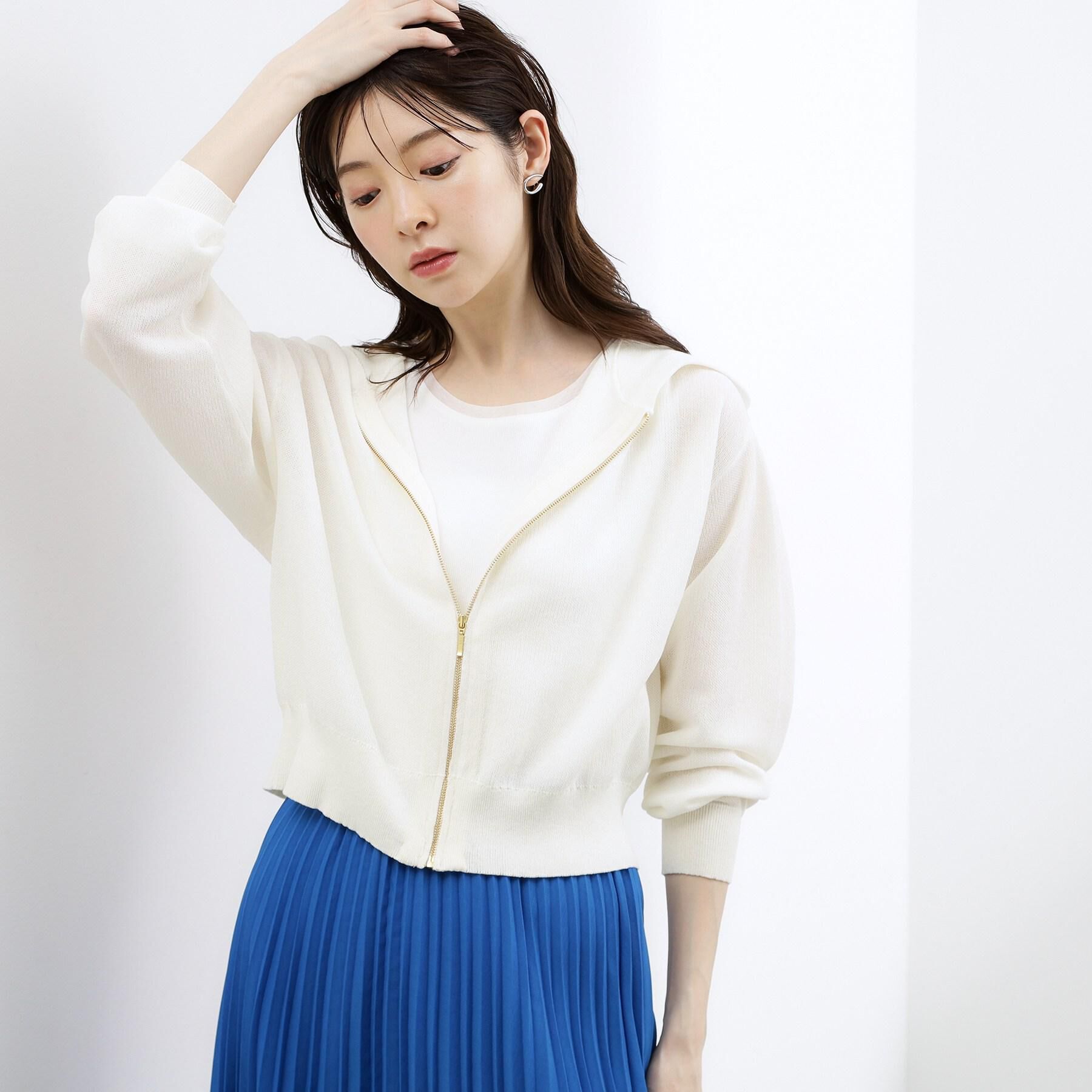 grove「【洗濯機OK・UVカット】大人の抜け感、シアーニットフードパーカ」|パーカー|