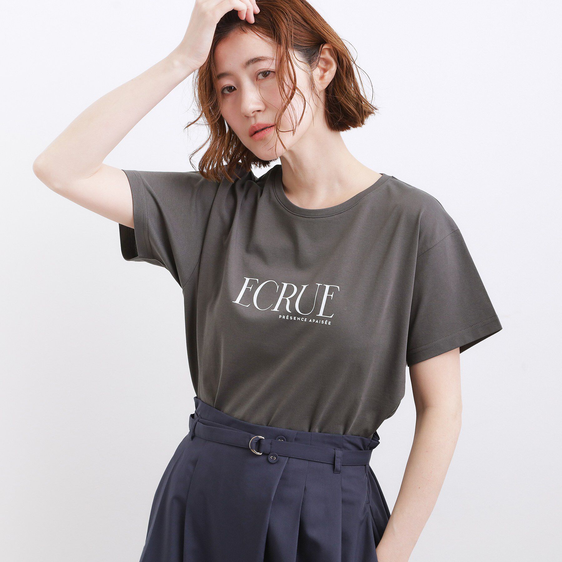 grove「【遮熱／吸水速乾／接触冷感／UVカット】ベーシックロゴTシャツ」|Tシャツ・カットソー|チャコールグレー(0