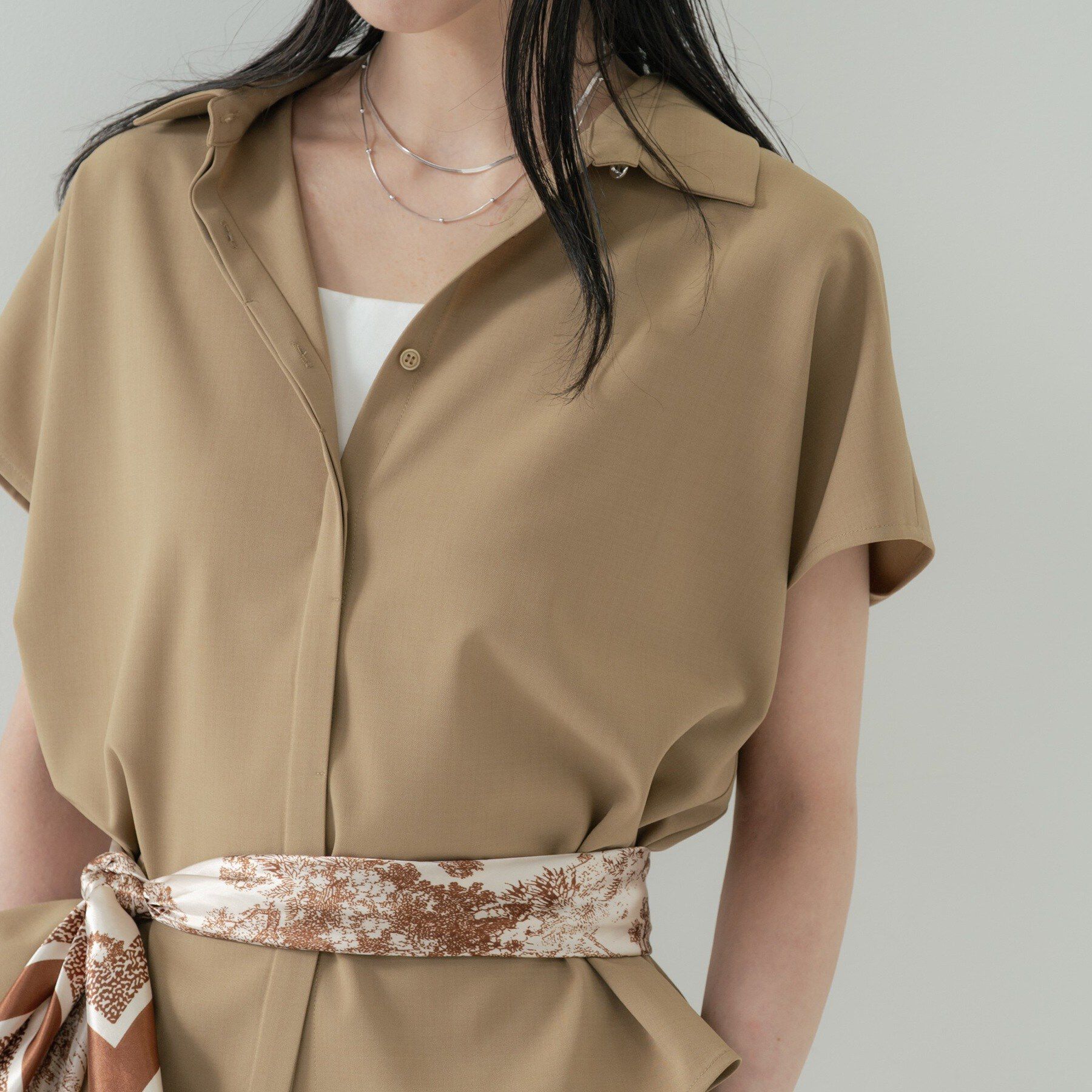 GALLEST「Comfy SET UP｜フレアスリーブブラウス【セットアップ対応／通勤／カセット服／接触冷感／UV」|シャツ・ブラウス|