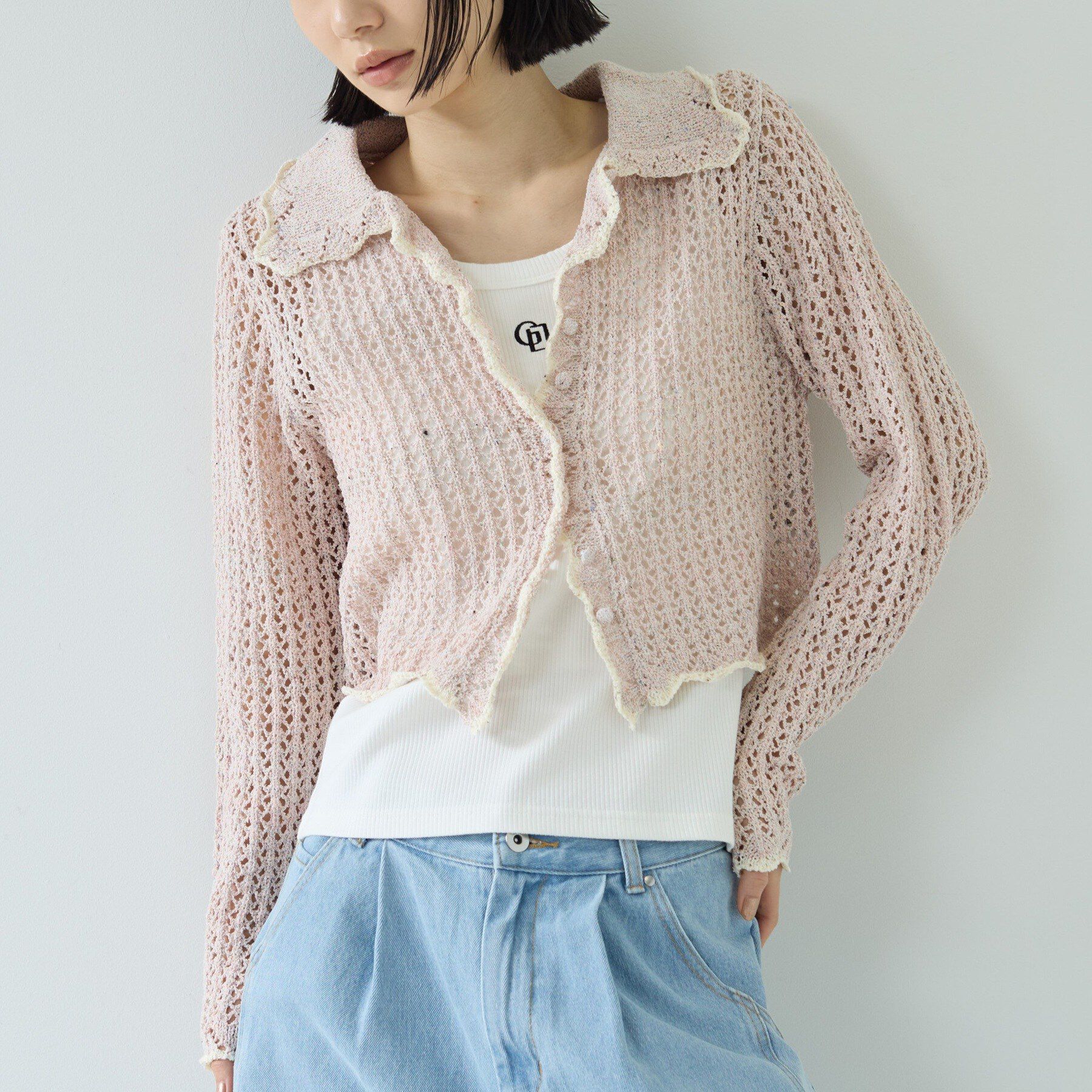 GALLEST「【一部店舗限定】ネップメッシュカーディガン」|カーディガン|ライトピンク(570