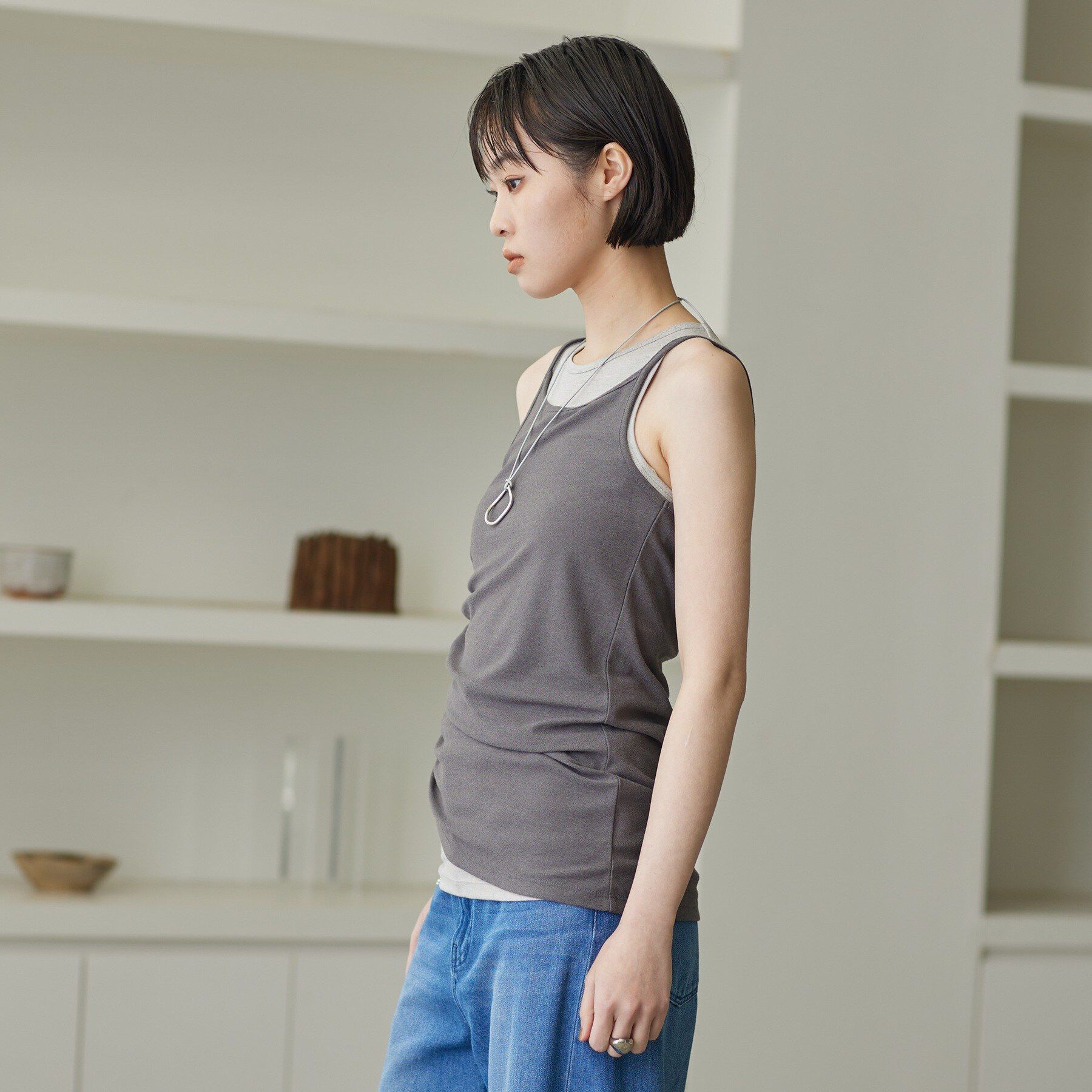 GALLEST「シャーリングレイヤータンク」|Tシャツ・カットソー|