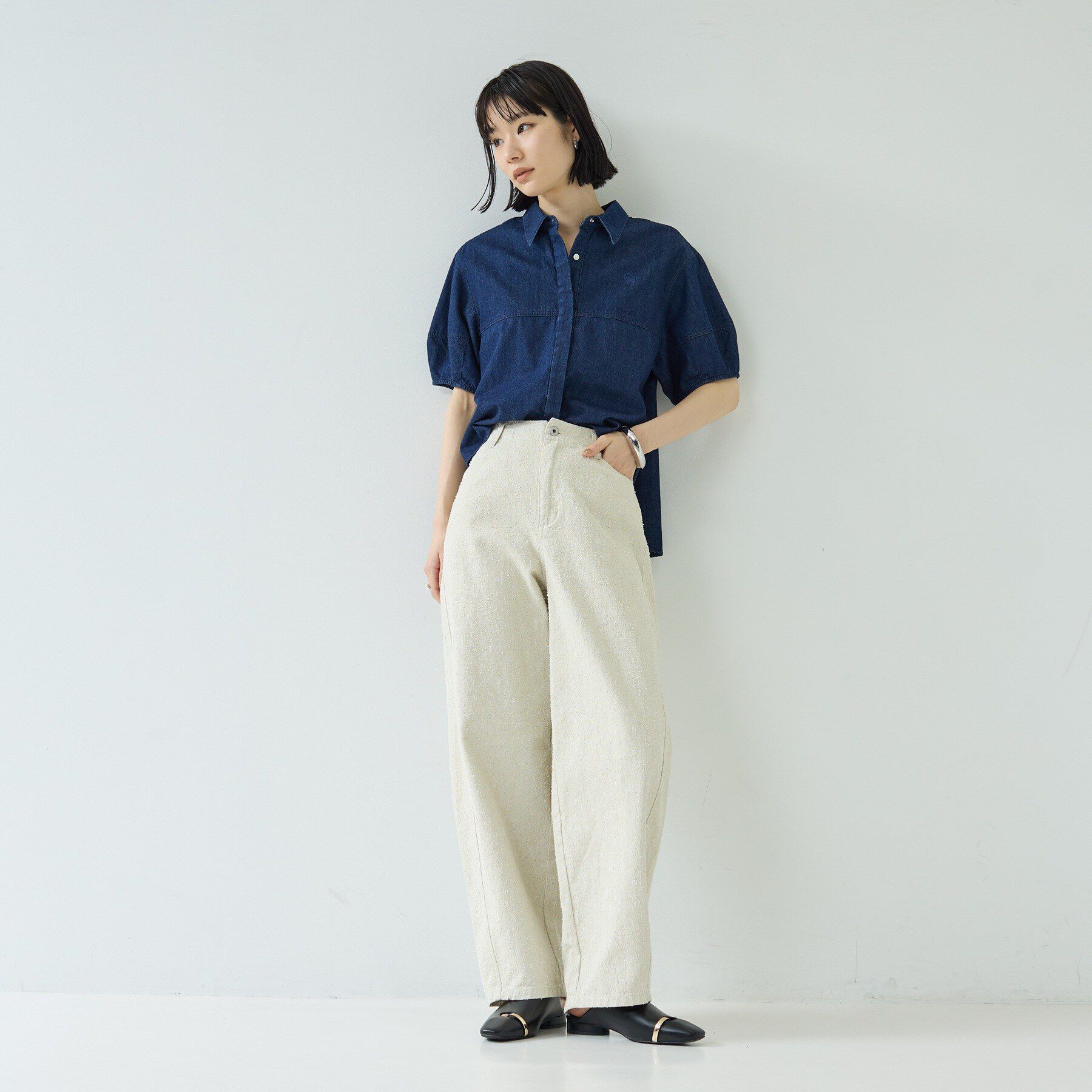 GALLEST「フォルムスリーブデニムシャツ」|シャツ・ブラウス|