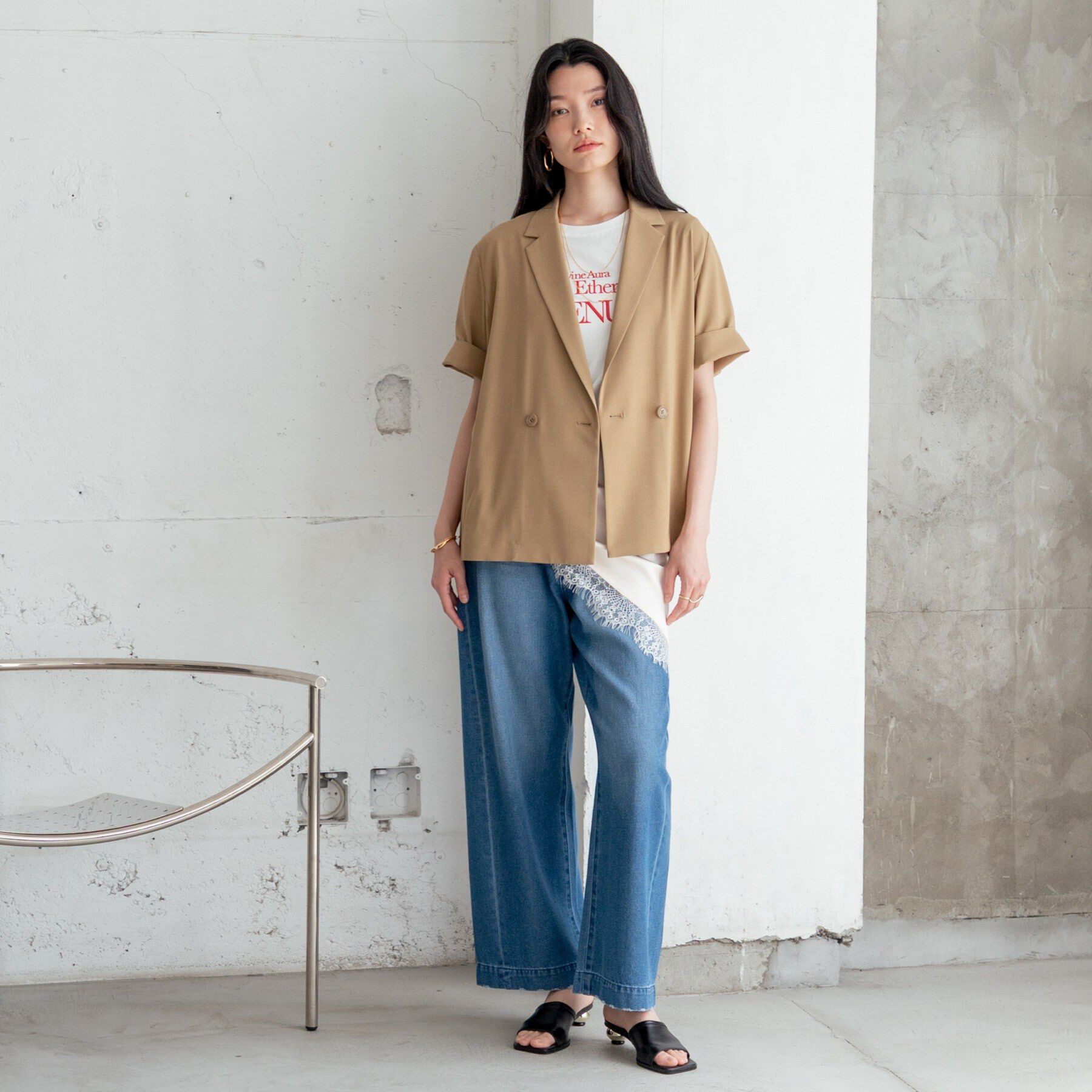 GALLEST「Comfy SET UP｜ハーフスリーブジャケット【セットアップ対応／通勤／接触冷感／UVカット】」|テーラードジャケット|