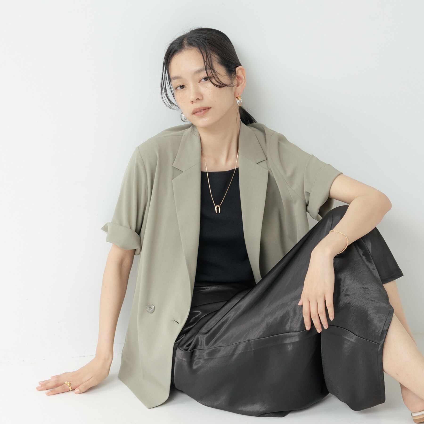 GALLEST「Comfy SET UP｜ハーフスリーブジャケット【セットアップ対応／通勤／接触冷感／UVカット】」|テーラードジャケット|