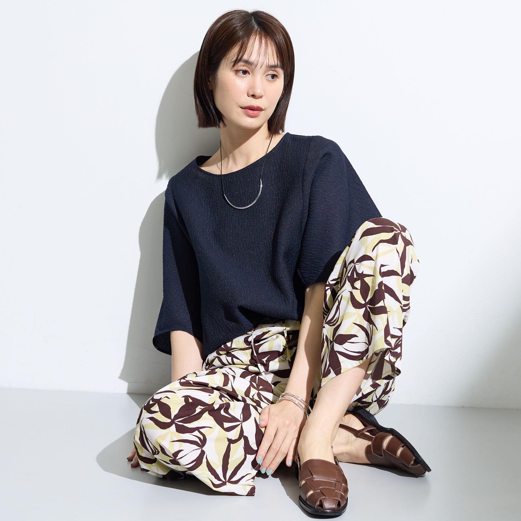 INDIVI「【華奢見え】ジャカード ドルマントップス」|Tシャツ・カットソー|