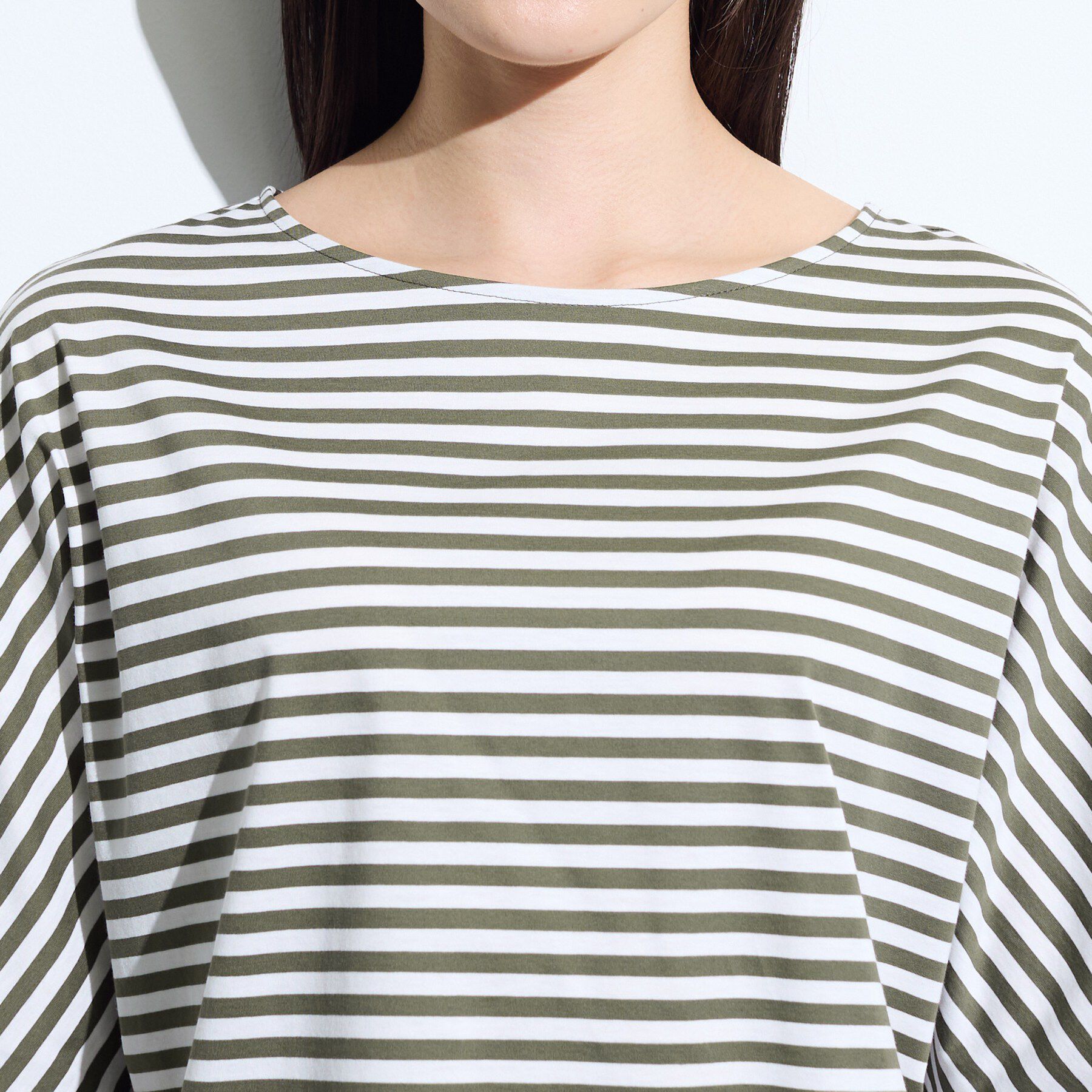 INDIVI「【体型カバー】ボーダードルマントップス」|Tシャツ・カットソー|