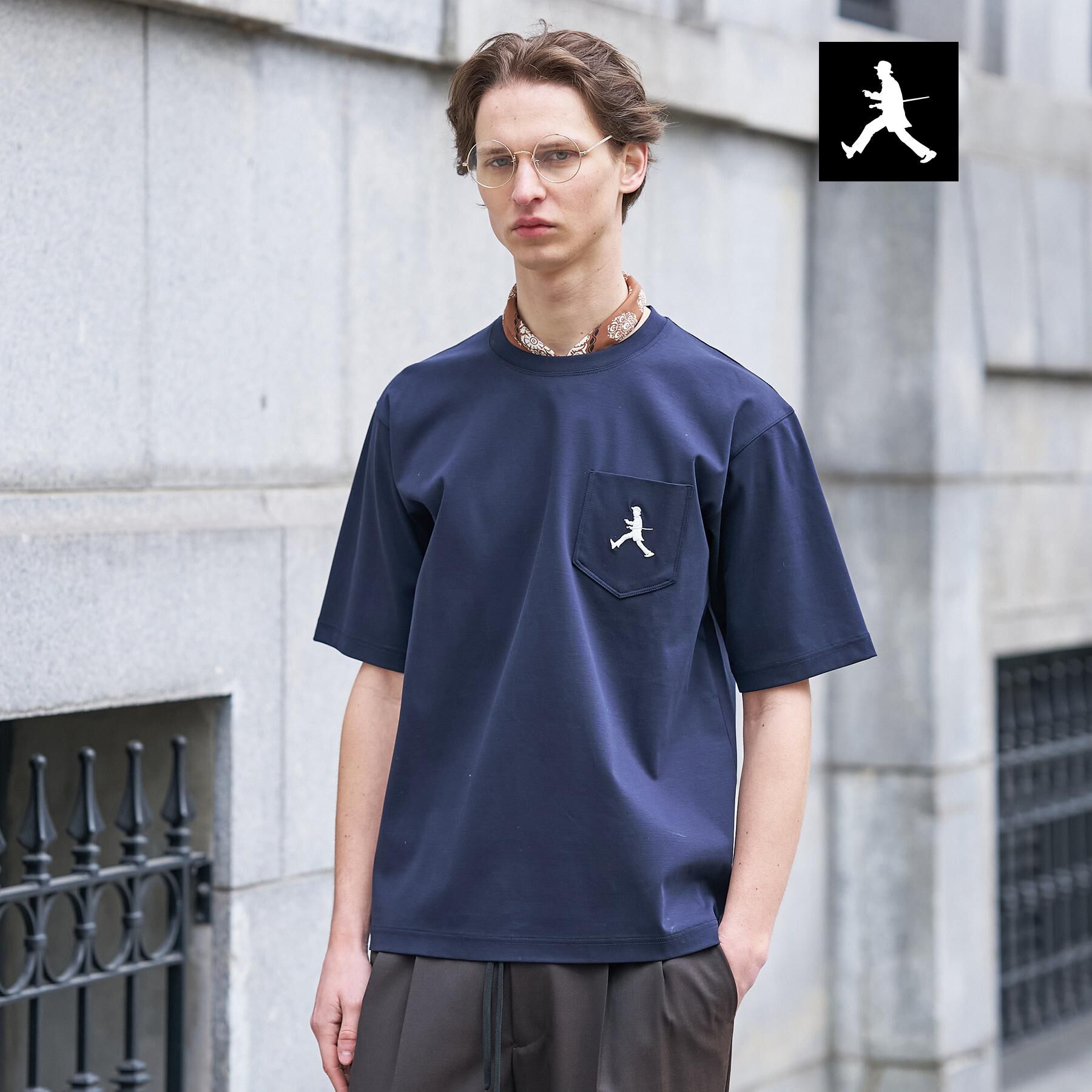 TAKEO KIKUCHI「【BOWLER HAT LABEL】アイスクリアコットンボーラーハットウォーカー 半袖ポケT」|Tシャツ・カットソー|ネイビー(094)