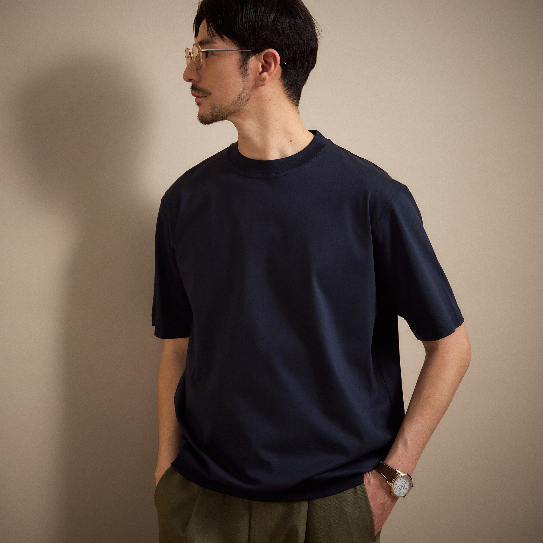 TAKEO KIKUCHI「【接触冷感】アイスクリアコットン Tシャツ」|Tシャツ・カットソー|ネイビー(095)