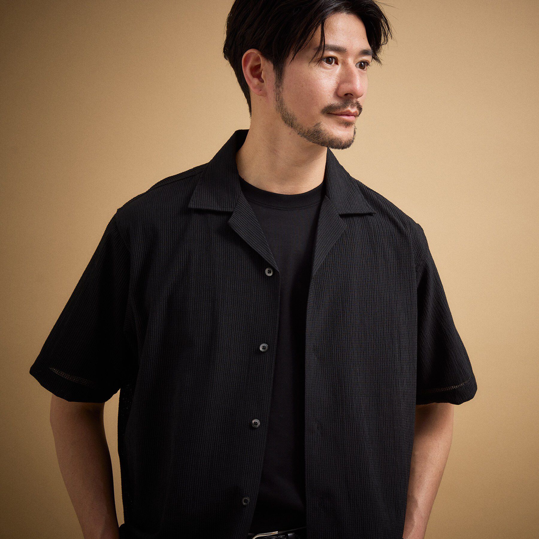 TAKEO KIKUCHI「【通気性】トリコットサッカー オープンカラー シャツ」|シャツ・ブラウス|