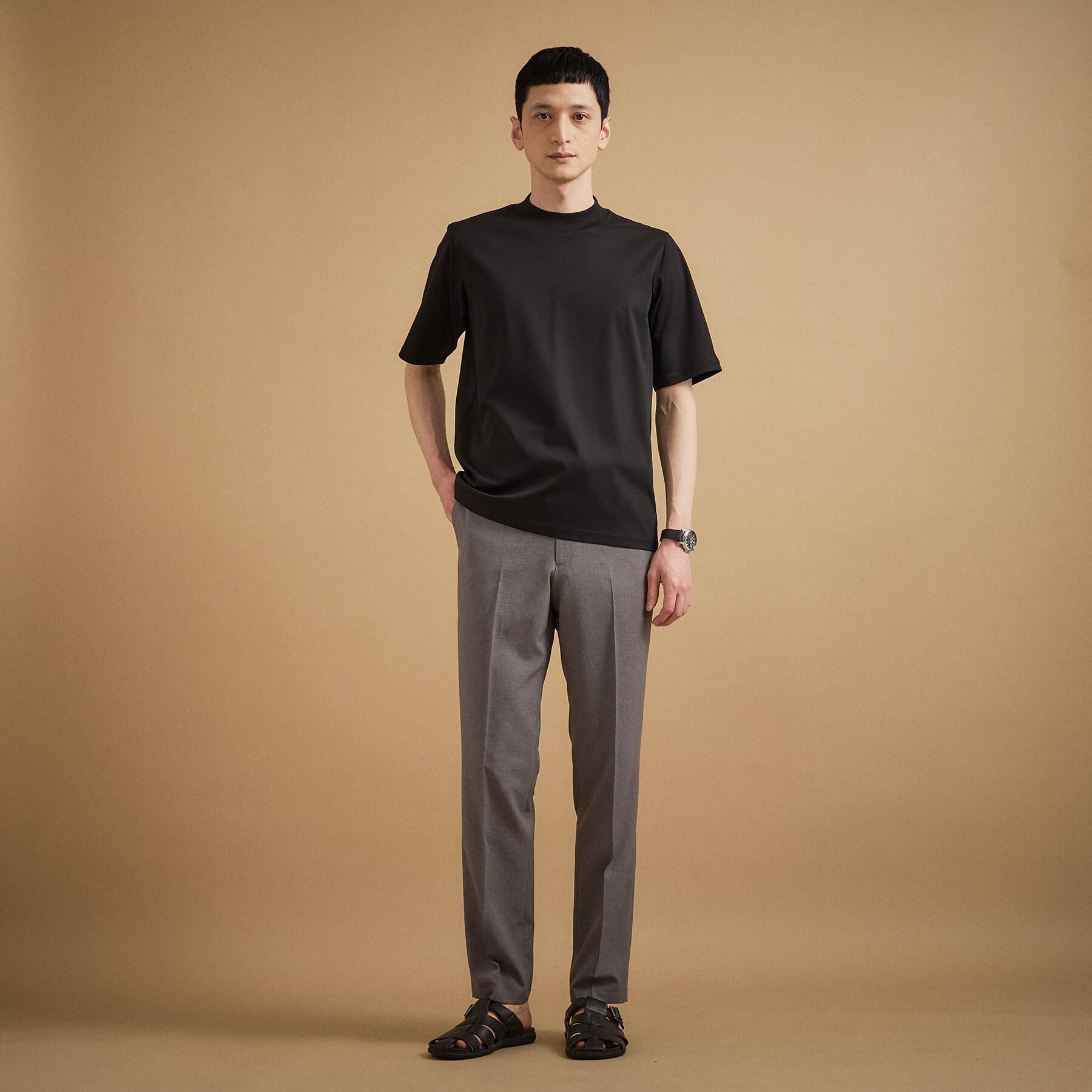 TAKEO KIKUCHI「【接触冷感】アイスクリアコットン モックネック Tシャツ」|Tシャツ・カットソー|