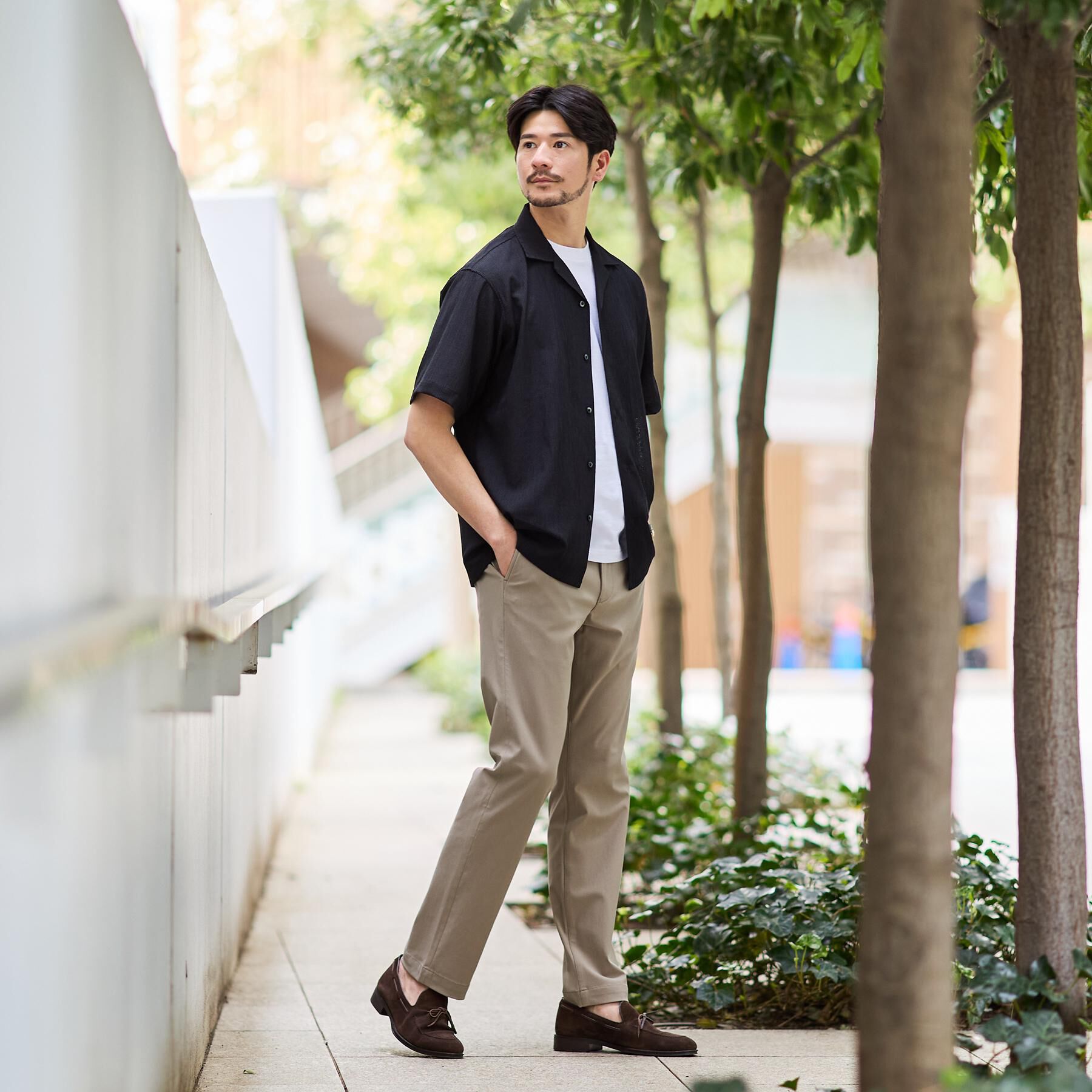 TAKEO KIKUCHI「【接触冷感/吸汗速乾】サイドゴアウエスト ストレートパンツ」|その他|