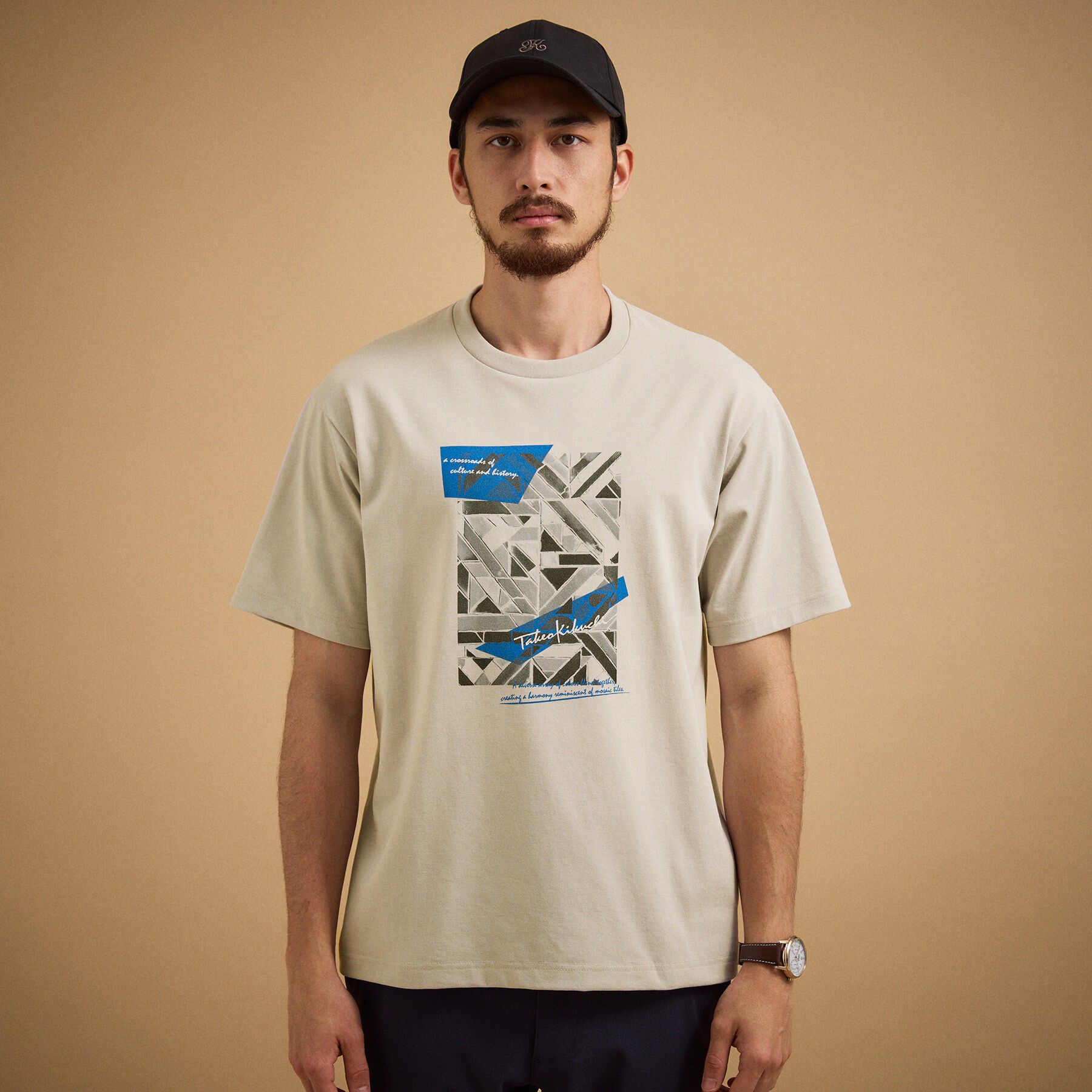 TAKEO KIKUCHI「モノクロタイルTシャツ」|Tシャツ・カットソー|