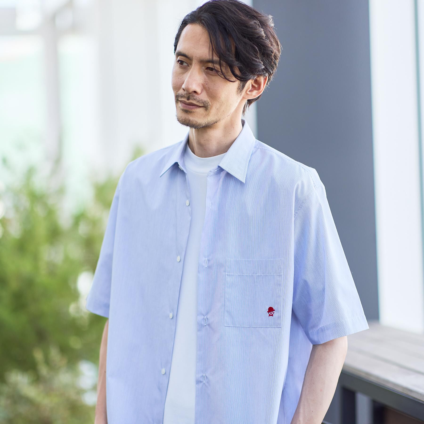 TAKEO KIKUCHI「ワンポイント刺繍 半袖シャツ」|シャツ・ブラウス|