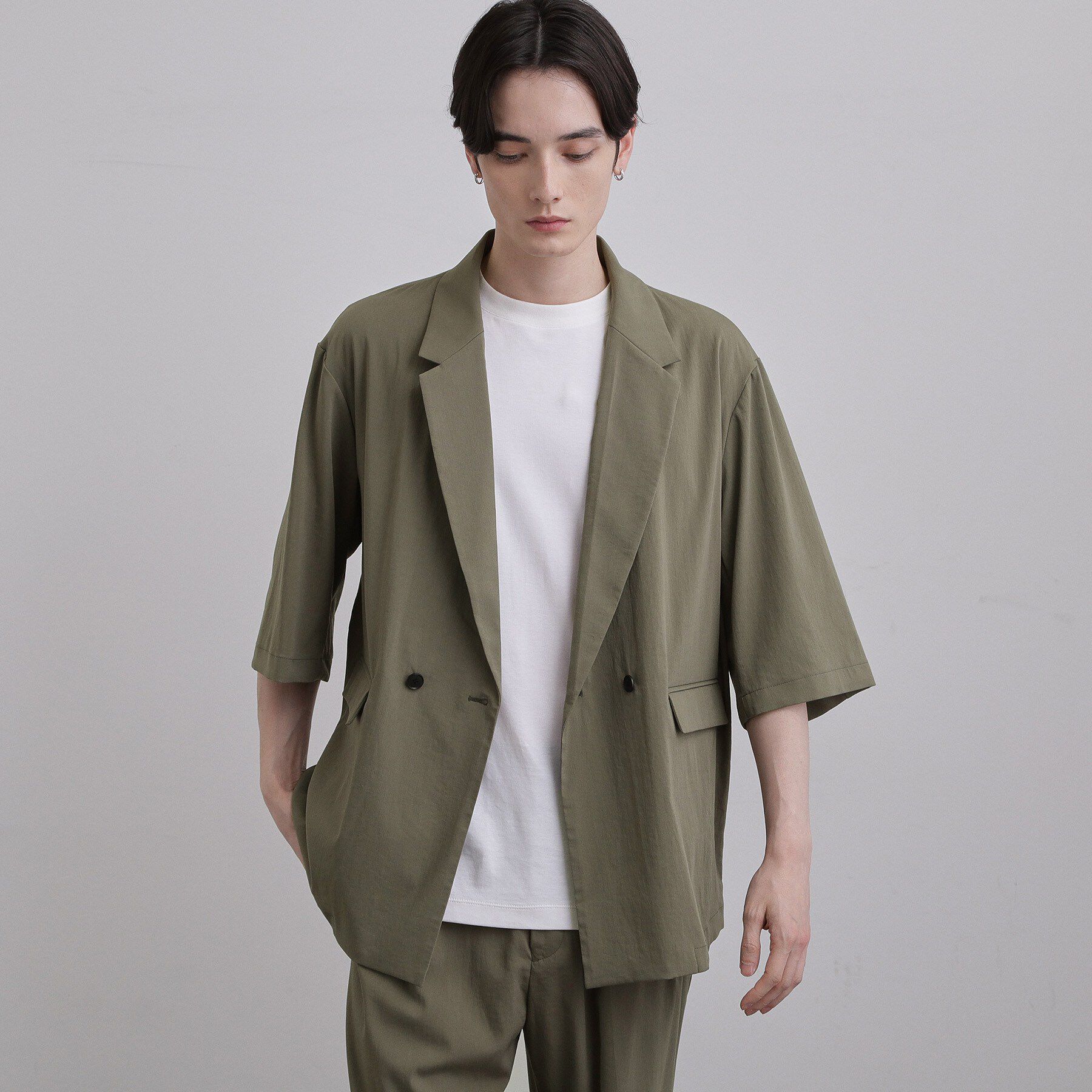 tk.TAKEO KIKUCHI「【接触冷感／UVCUT／セットアップ対応可】COOL PLAY5部袖ジャケット」|テーラードジャケット|