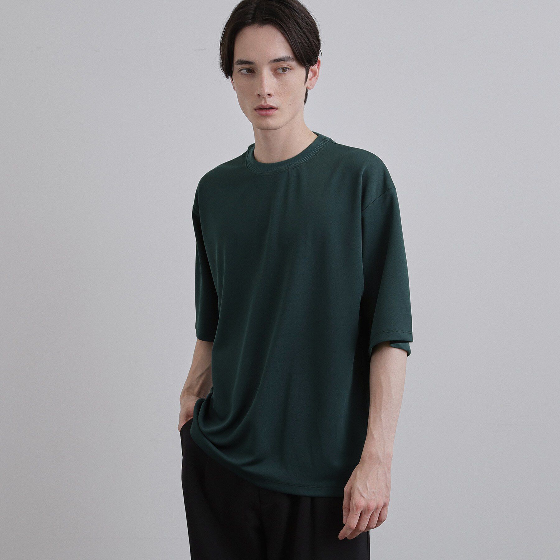 tk.TAKEO KIKUCHI「【接触冷感】配色ダンボールカットソー」|Tシャツ・カットソー|グリーン(024)