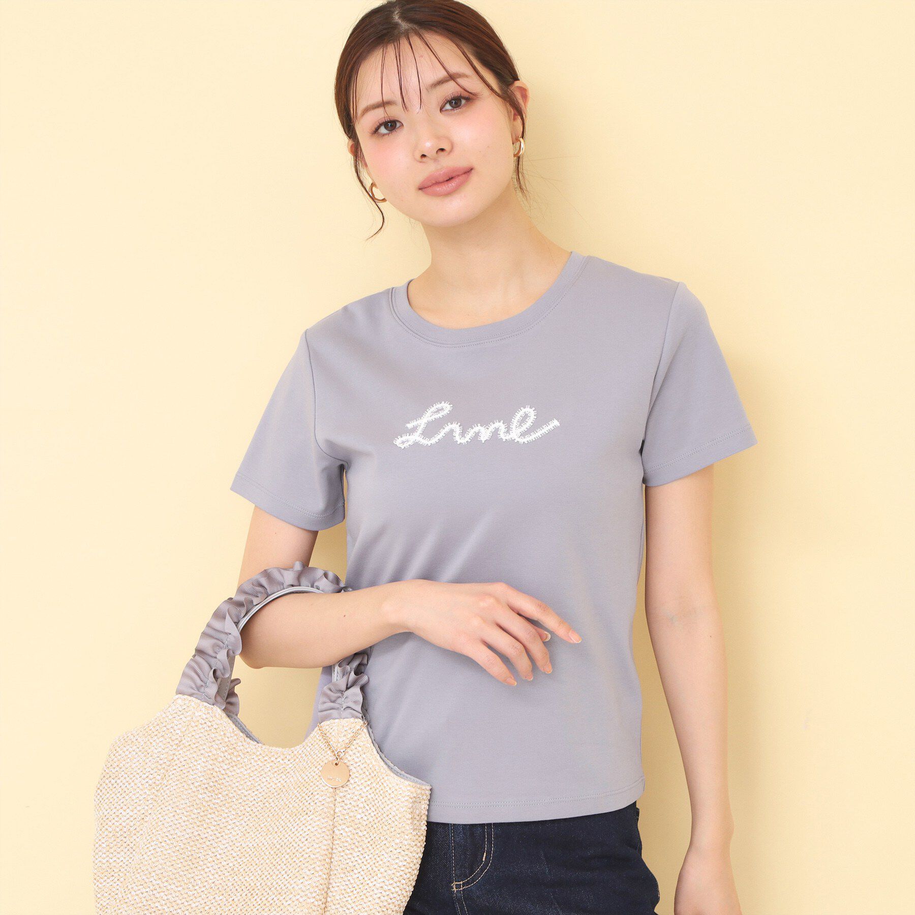 index「【接触冷感/UVケア】リボンテープロゴTシャツ《洗濯機OK》」|Tシャツ・カットソー|チャコールグレー(0