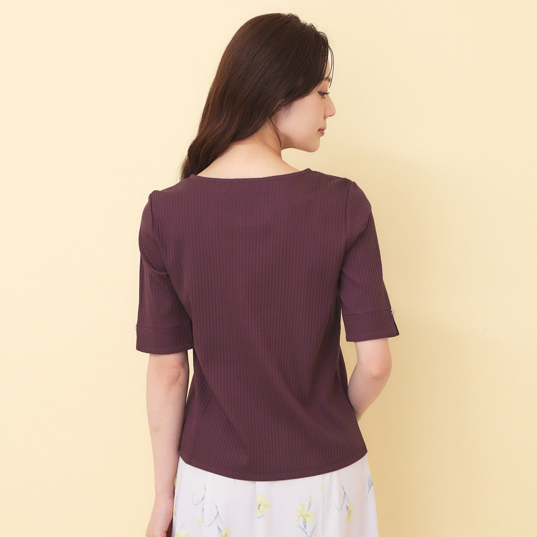 index「【接触冷感】ハートネックリボンボタンワイドリブ《UVケア／洗濯機OK》」|Tシャツ・カットソー|