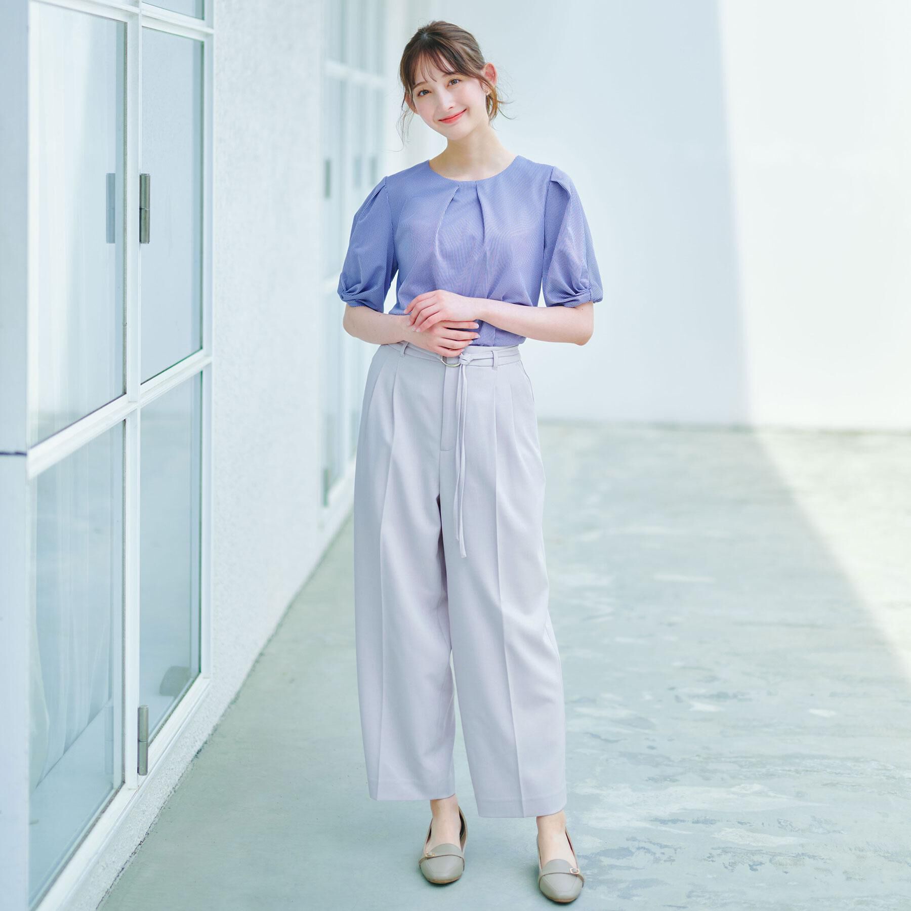 index「【吸水速乾】ストライプ調デザインスリーブトップス《洗濯機OK》」|Tシャツ・カットソー|