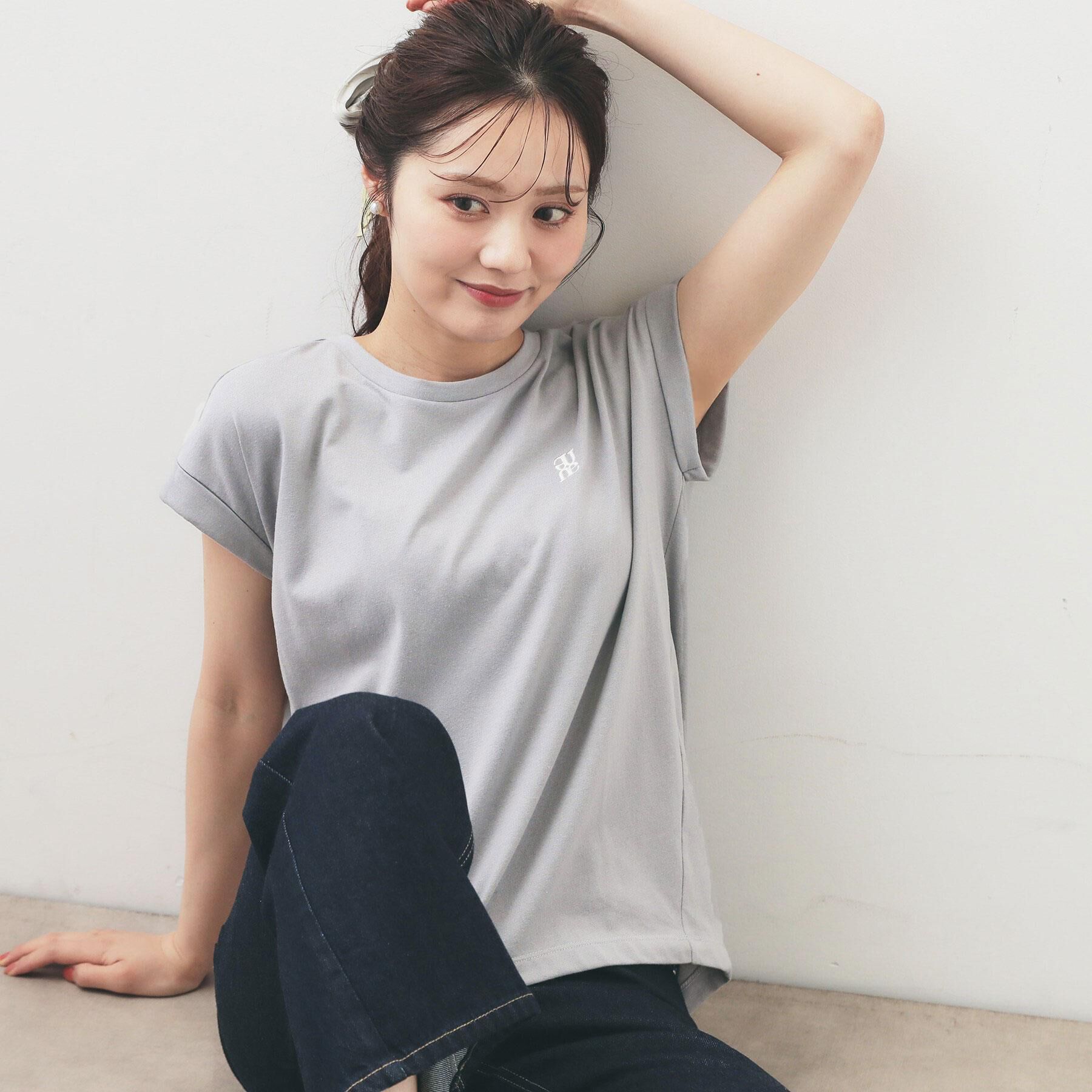 index「【接触冷感／UV】ワンポイント刺繍Tシャツ《7col／XS~3L／洗濯機OK》」|Tシャツ・カットソー|グレー(012)