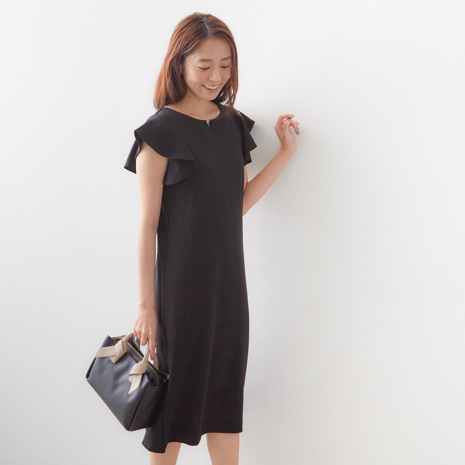 index「【接触冷感／吸水速乾】キーネックフレアスリーブワンピース《UV／洗濯機OK／ストレッチ》」|ワンピース|
