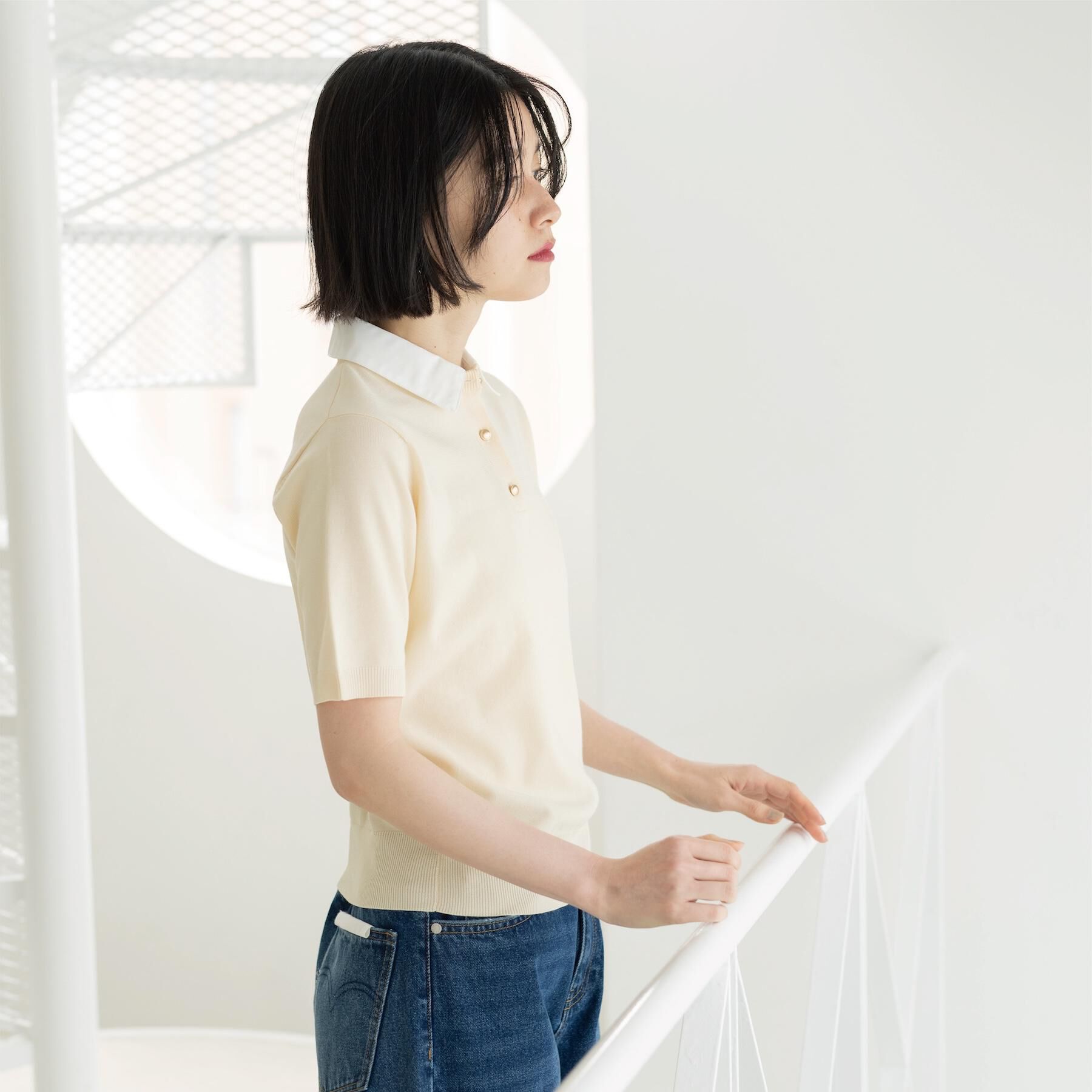 OPAQUE.CLIP「2WAY衿付きニット【洗濯機OK】」|ニット・セーター|