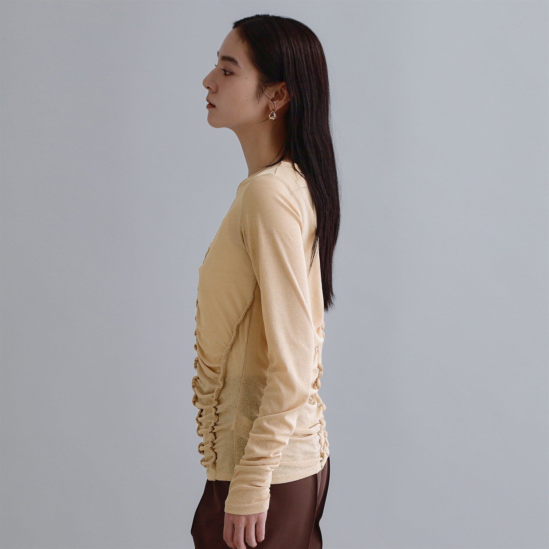 OPAQUE.CLIP「【es】アシンメトリーシャーリング シアーカットソー【洗濯機OK】」|Tシャツ・カットソー|