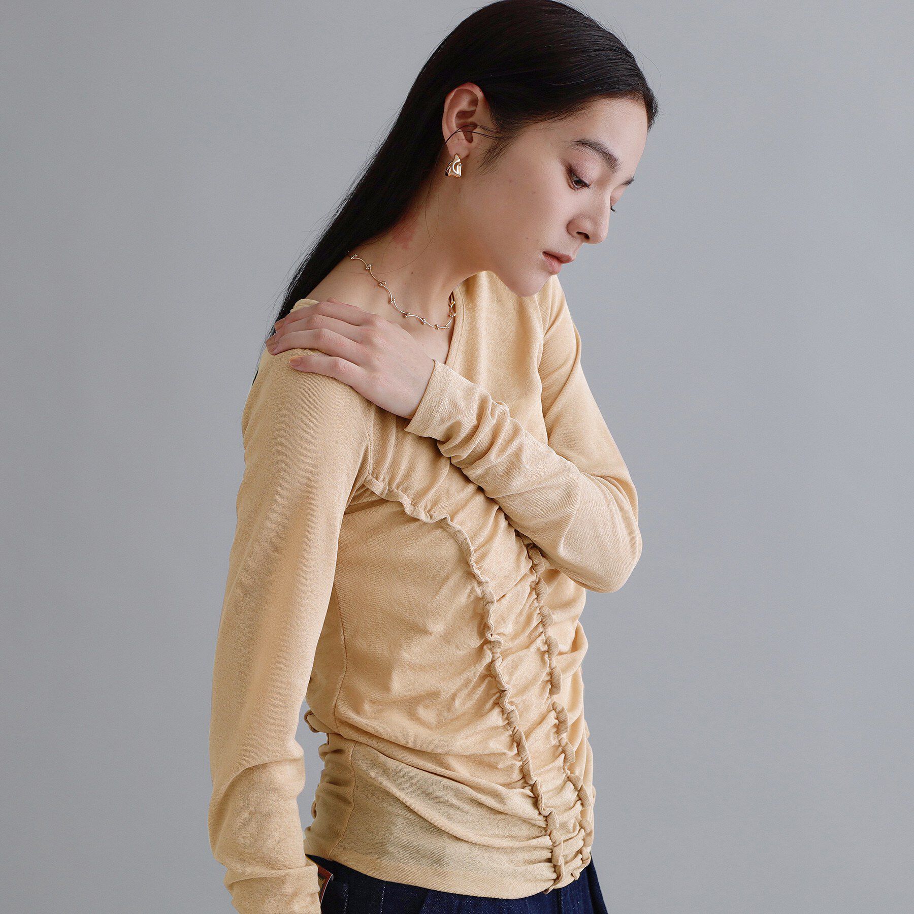 OPAQUE.CLIP「【es】アシンメトリーシャーリング シアーカットソー【洗濯機OK】」|Tシャツ・カットソー|