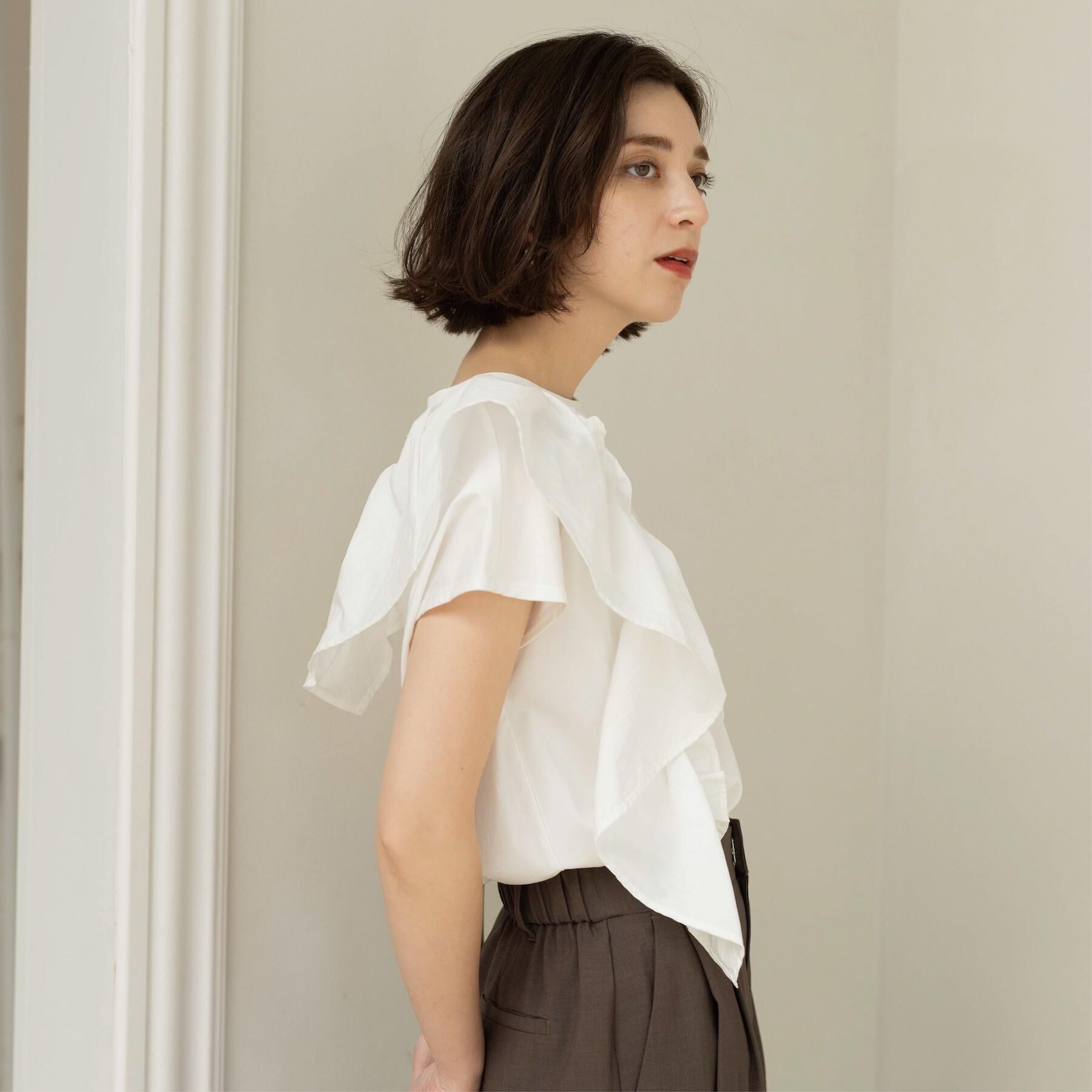 OPAQUE.CLIP「【UVケア／接触冷感】アシメフリルドッキングカットソー《洗濯機OK》」|Tシャツ・カットソー|
