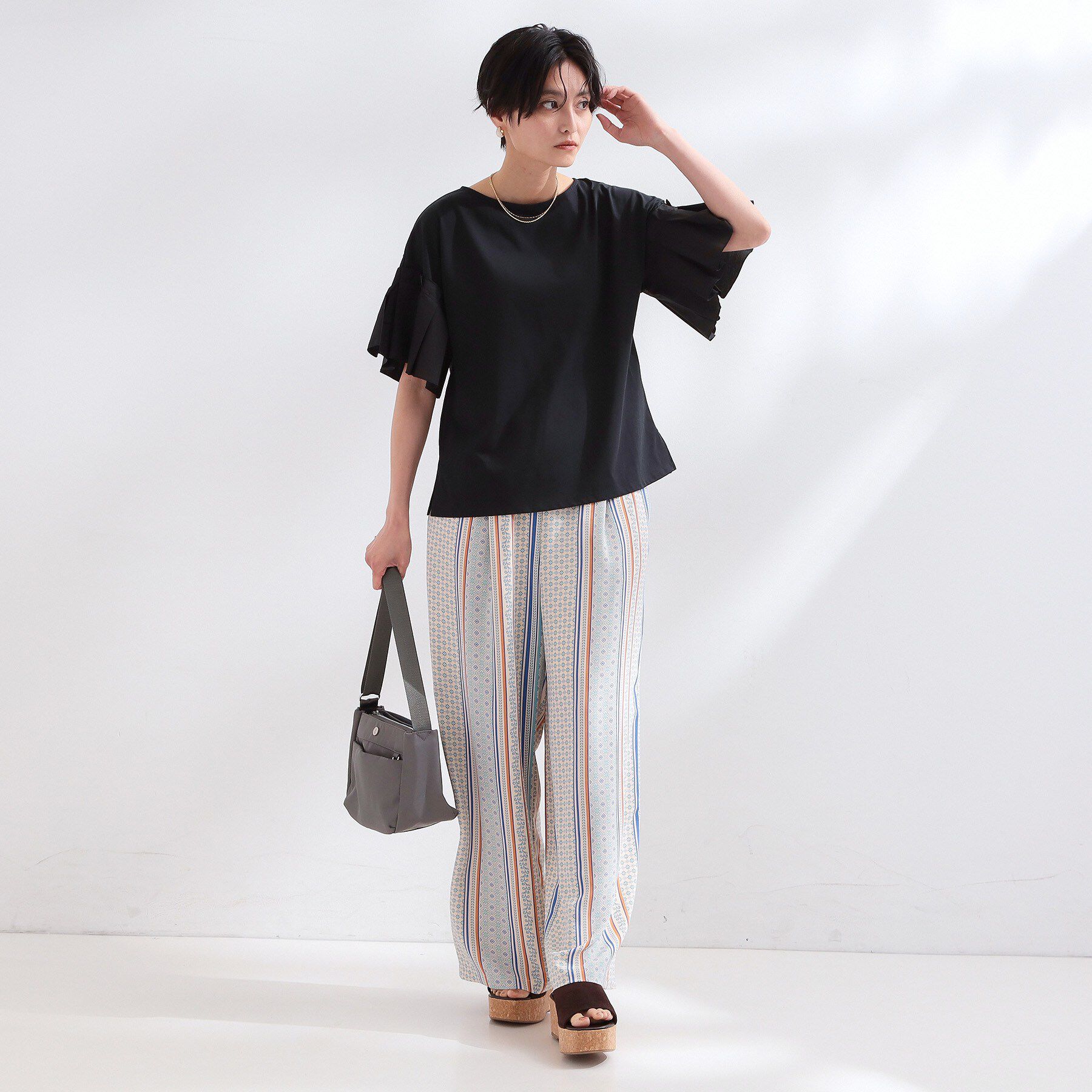 OPAQUE.CLIP「【接触冷感】タックスリーブカットソー《洗濯機OK》」|Tシャツ・カットソー|